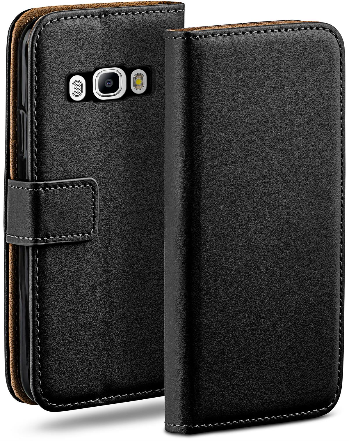 Schwarze Handyhülle mit Telefon. Geöffnet, um Telefon und Hülle zu zeigen.