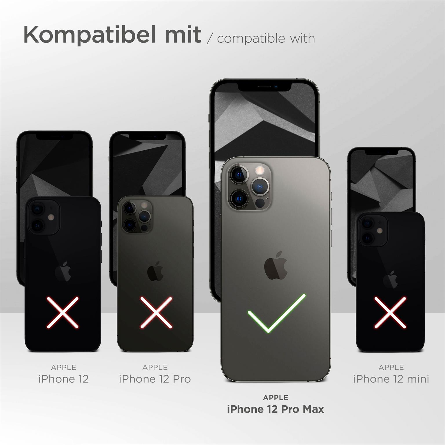 Telefone mit Hüllen. Nur iPhone 12 Pro Max Hülle ist kompatibel. Andere haben rotes X.