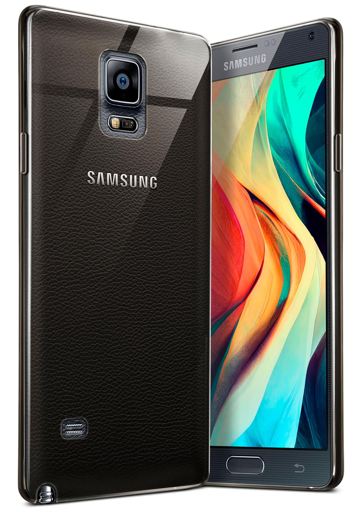 Ein Samsung-Telefon in einer transparenten, schwarzen Hülle.