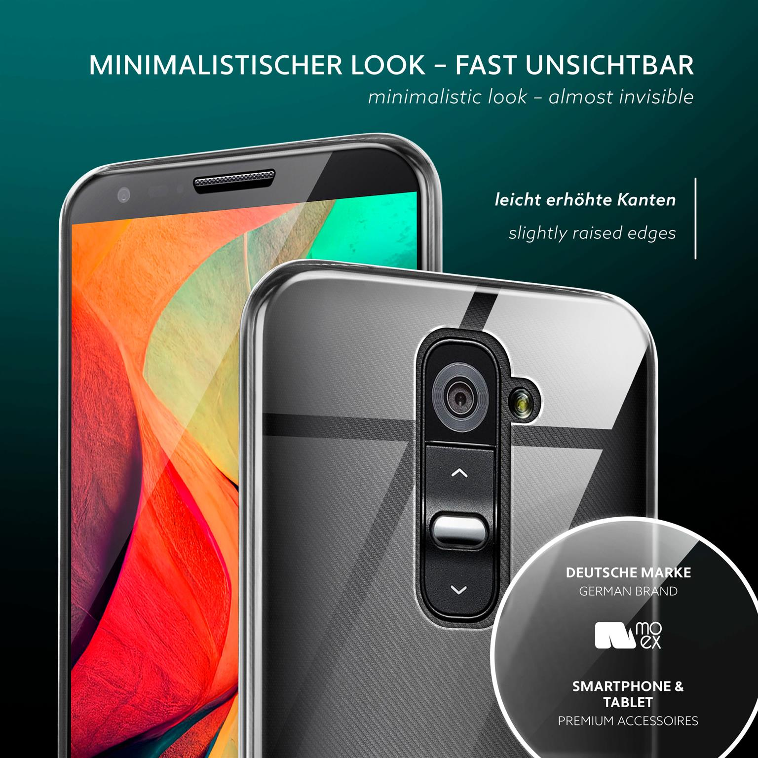 Zwei Telefone in Hüllen. Eines mit orangefarbenem Hintergrund, das andere mit klarer Hülle.