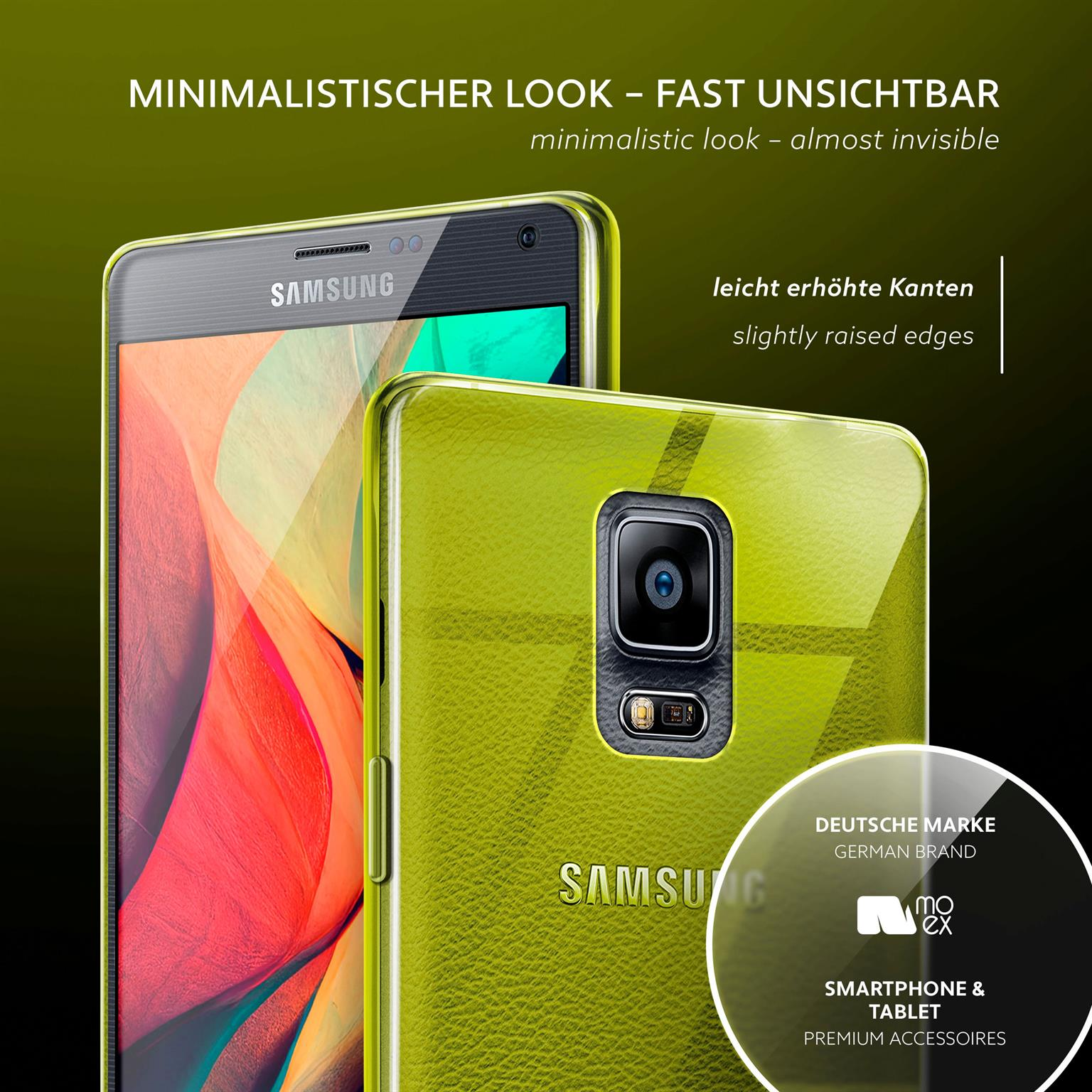 Zwei Telefone mit transparenten Hüllen, eines schwarz und eines mit grüner Hülle.