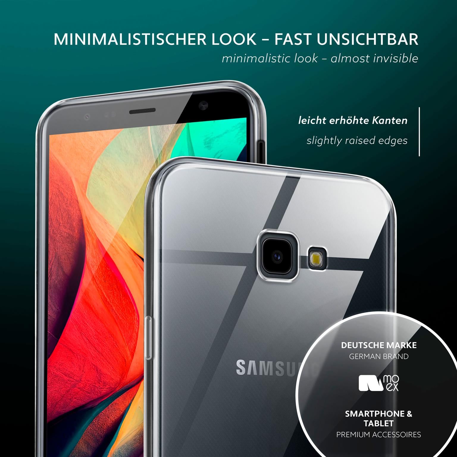 Zwei Telefone, eins mit klarer Hülle. Samsung-Text. Klare Hülle.