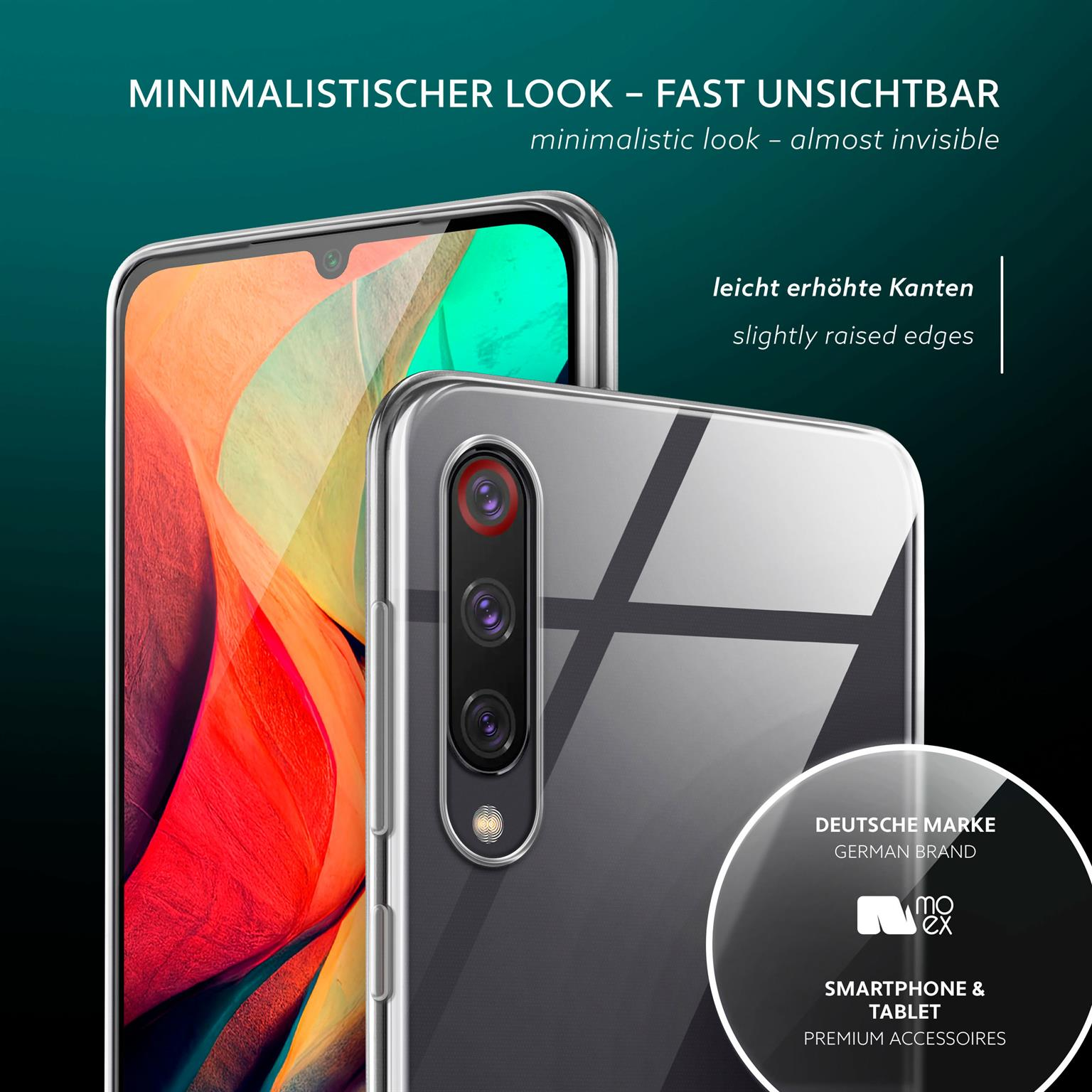 Zwei transparente Handyhüllen, eine über der anderen, zeigen das Telefon.