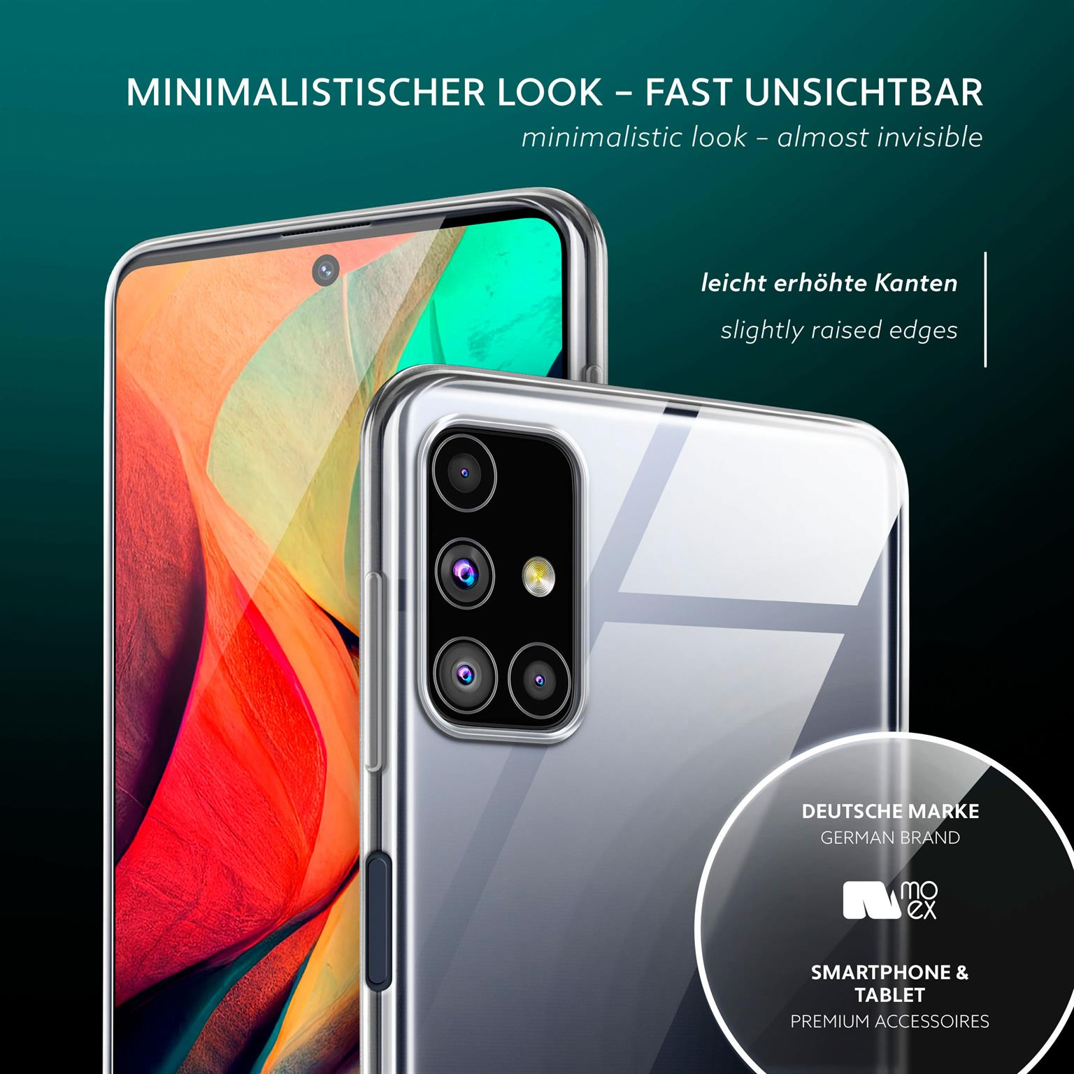 Zwei Telefone in transparenten Hüllen. Ein weißer Hintergrund. Text und Logo unten rechts.