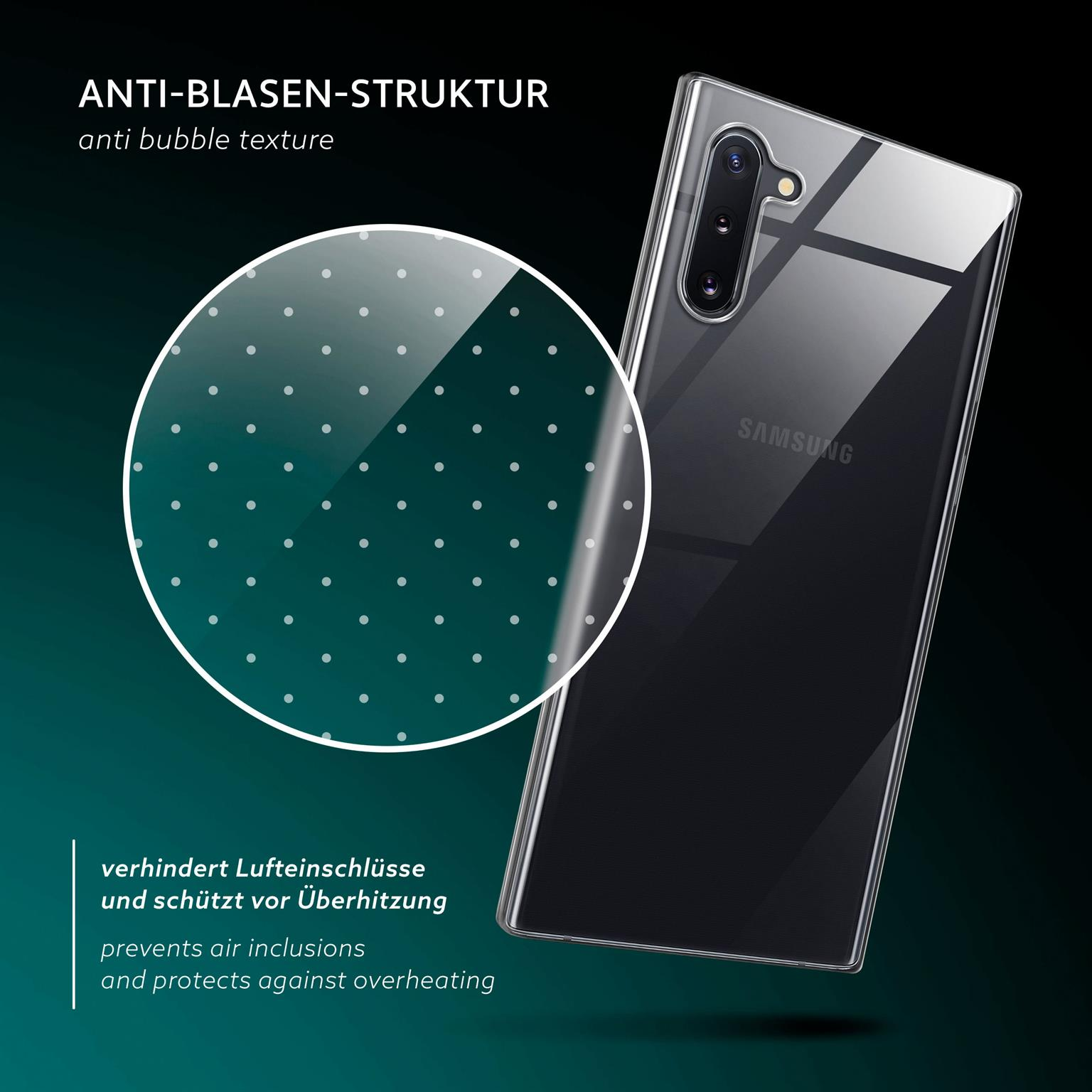 Transparente Handyhülle mit Anti-Blasen-Struktur, Samsung-Telefon.