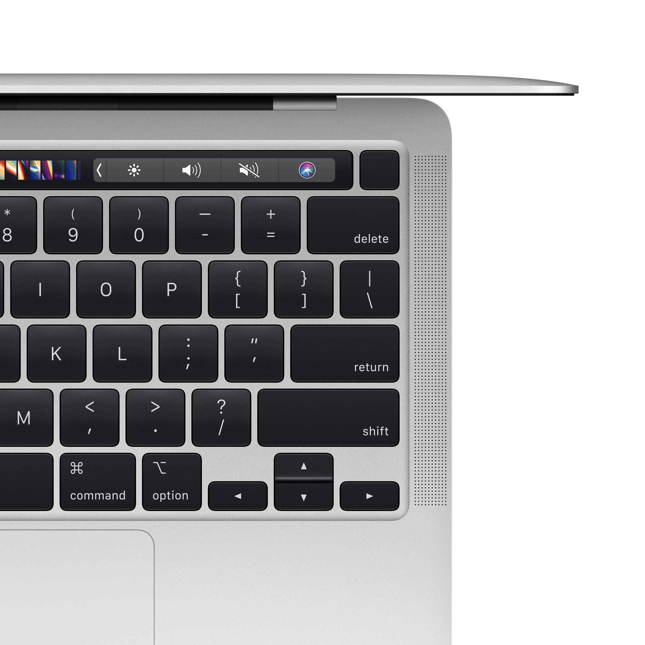 Nahaufnahme einer MacBook Pro-Tastatur, die die Tasten und die Touch Bar oben zeigt.
