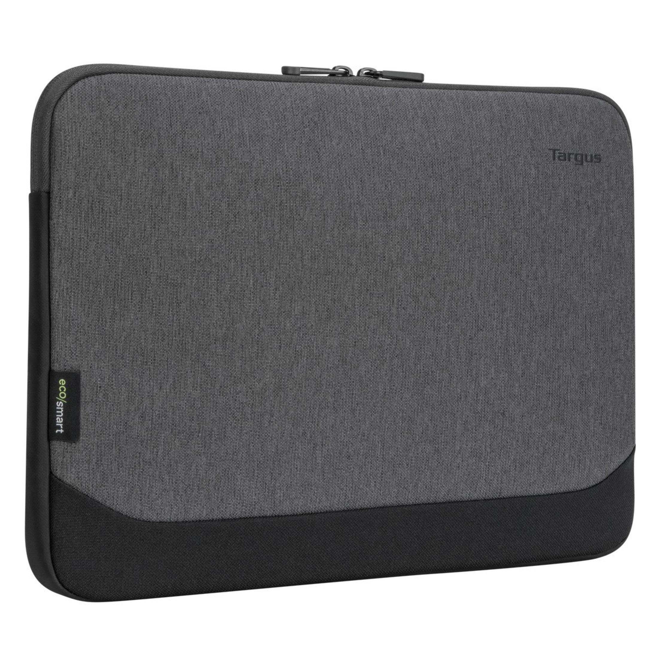 Custodia per laptop grigia e nera con logo Targus.