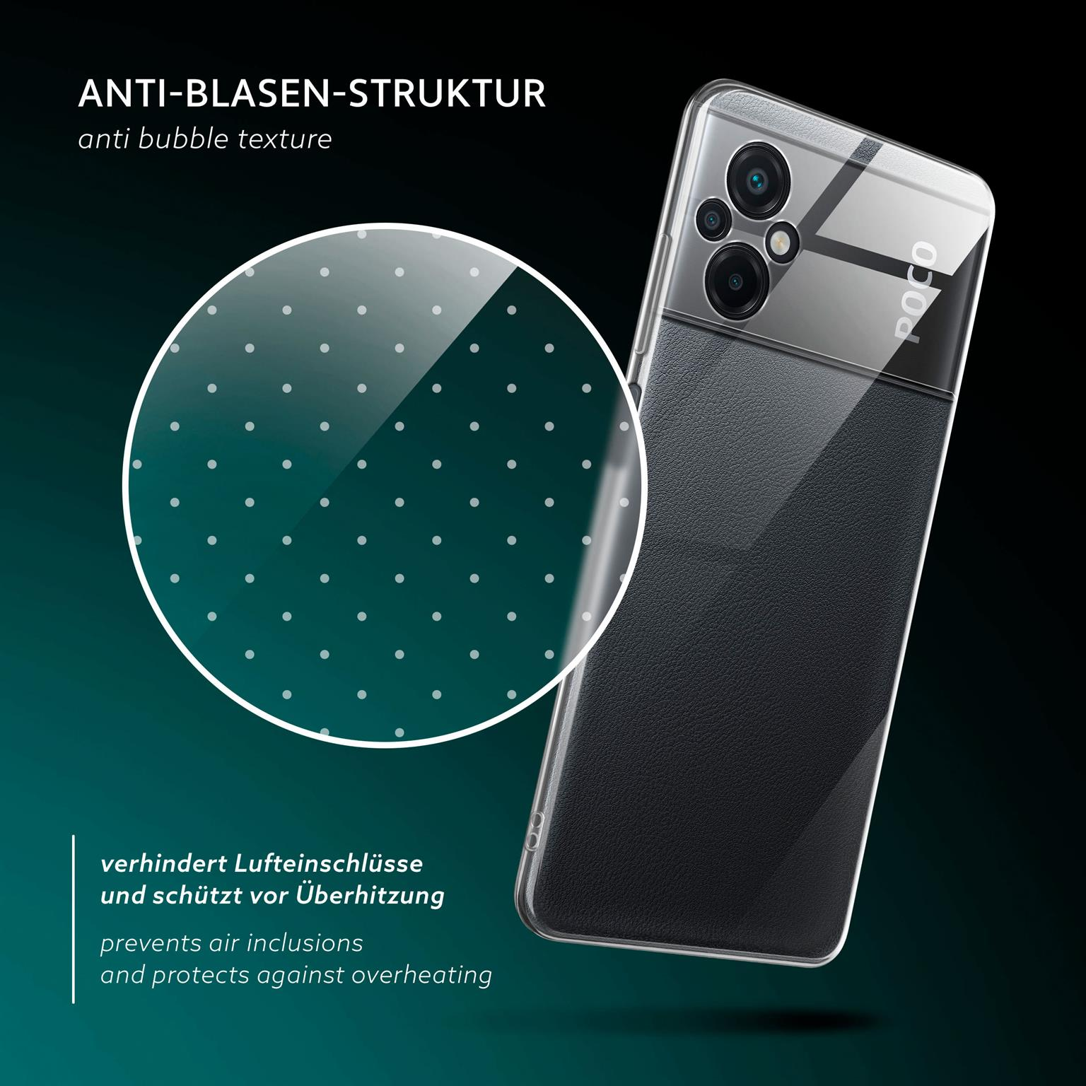 Telefon im Etui, Anti-Blasen-Textur, schützt vor Überhitzung.