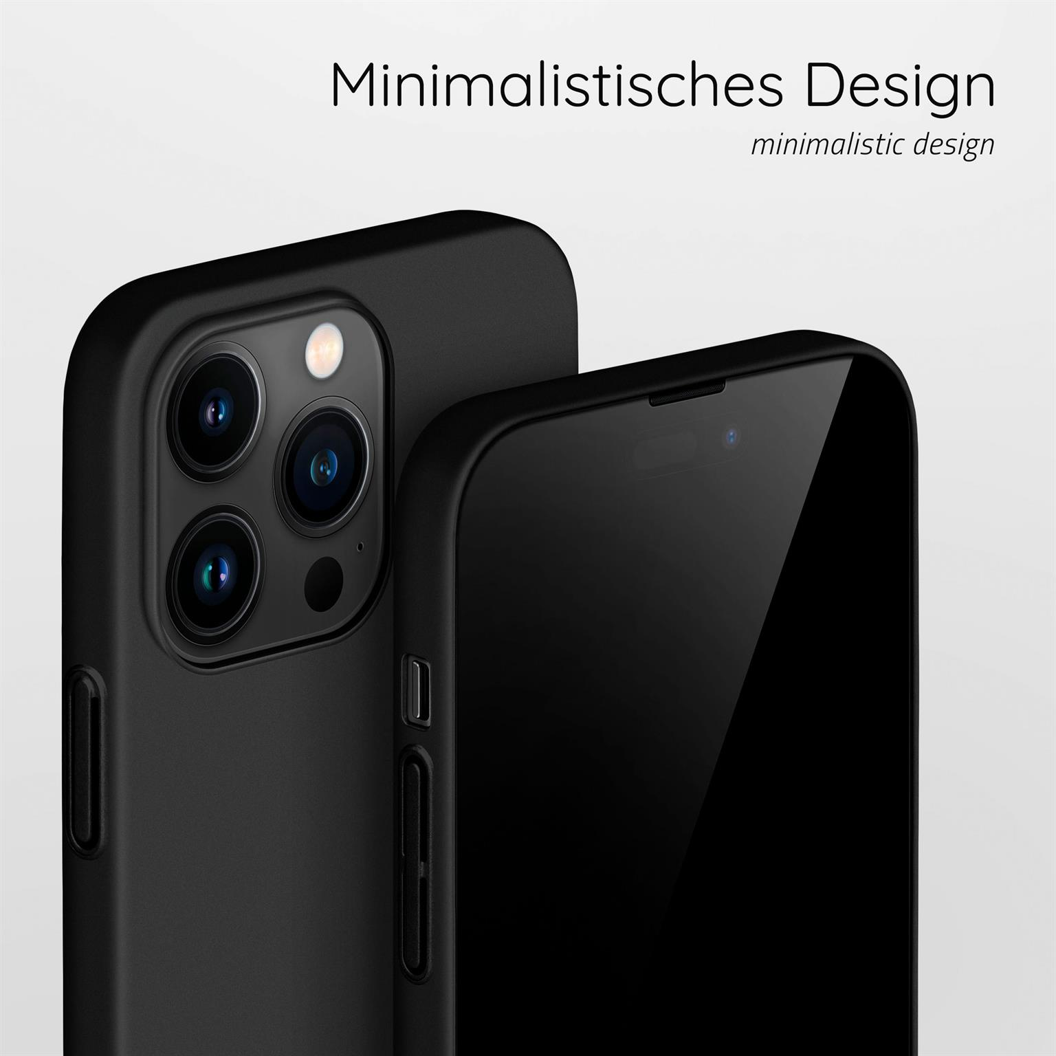 Schwarzes Telefon mit schwarzer Hülle, Nahaufnahme, Studioaufnahme.