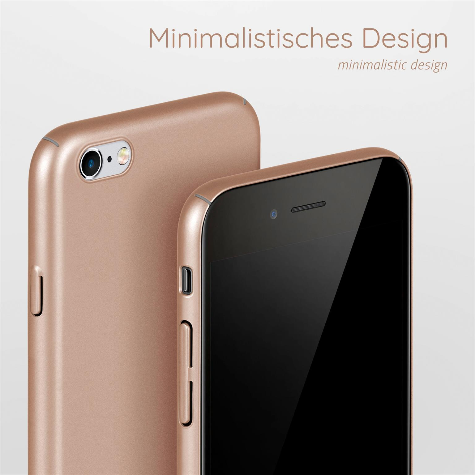 Zwei roségoldene Telefone. Eines ist im Fokus, das andere leicht dahinter.