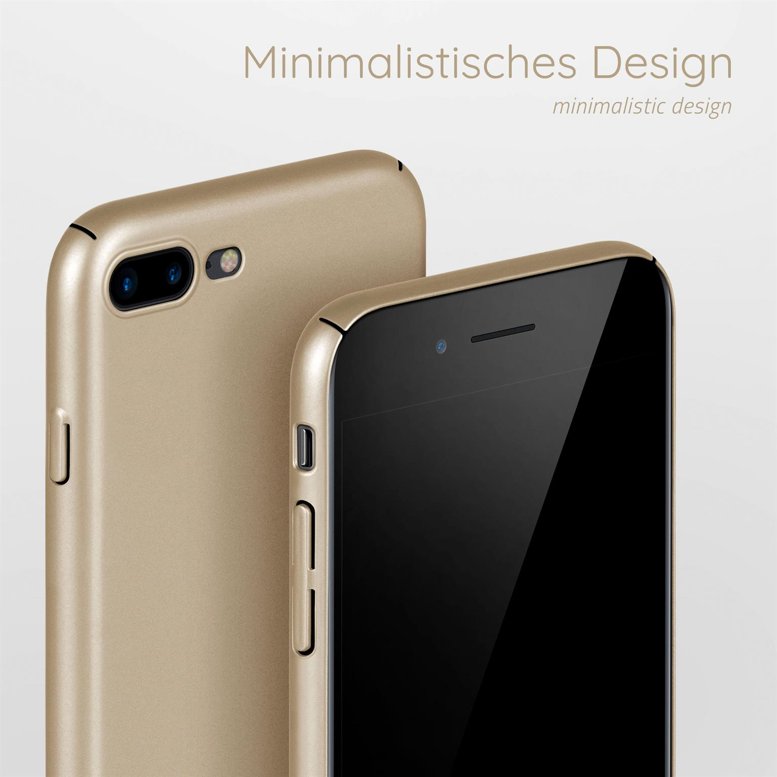 Goldene Handyhülle mit Telefon vor weißem Hintergrund, Design zeigend.