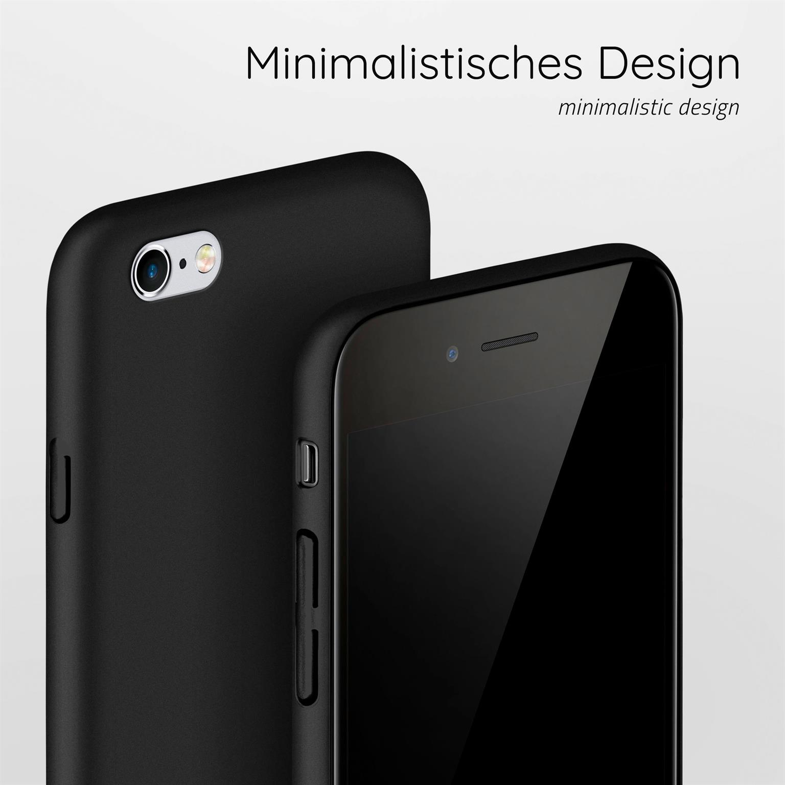 Schwarze Handyhülle mit minimalistischem Design. Der Hintergrund ist schwarz.