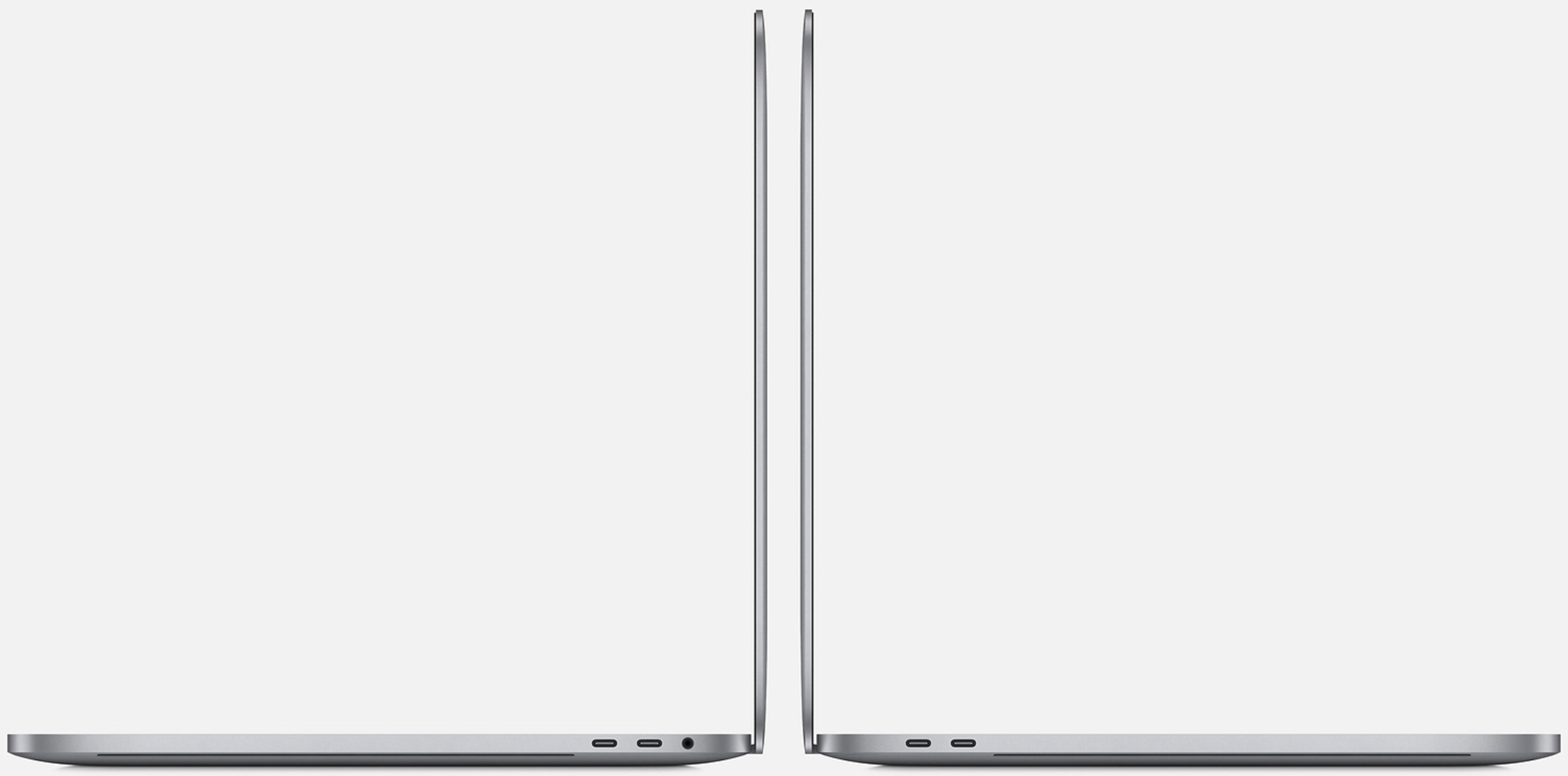 Zwei silberne Laptops nebeneinander, zeigen ihre Seitenprofile auf weißem Hintergrund.
