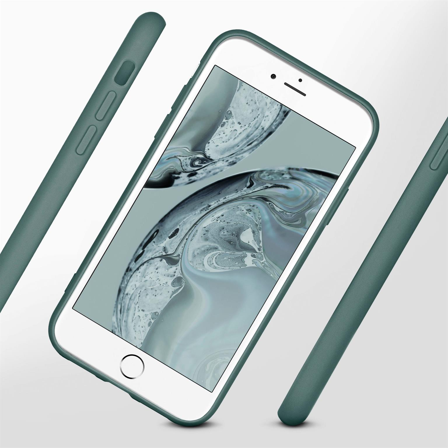 Telefon in grüner Hülle mit anderen Teilen der Hülle.