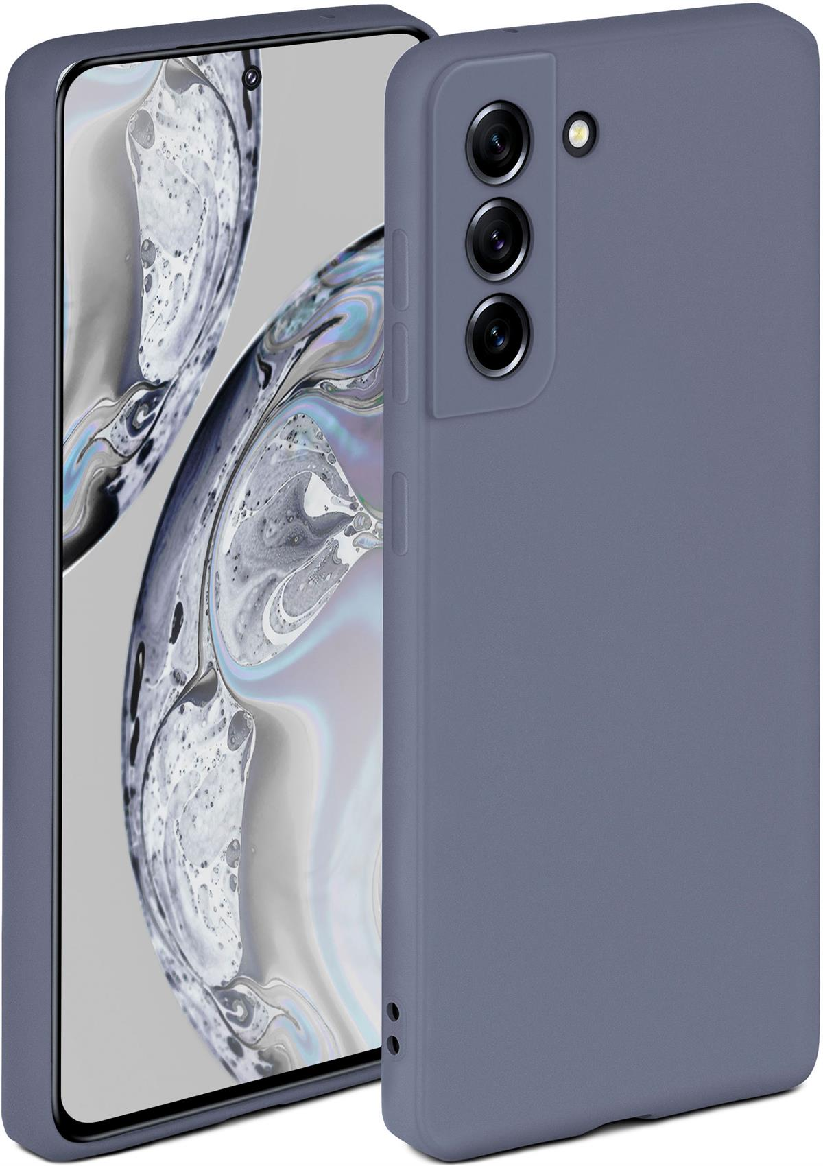 Zwei graue Handyhüllen. Eine zeigt einen Telefonbildschirm. Die andere ist eine solide Hülle mit Kameras.