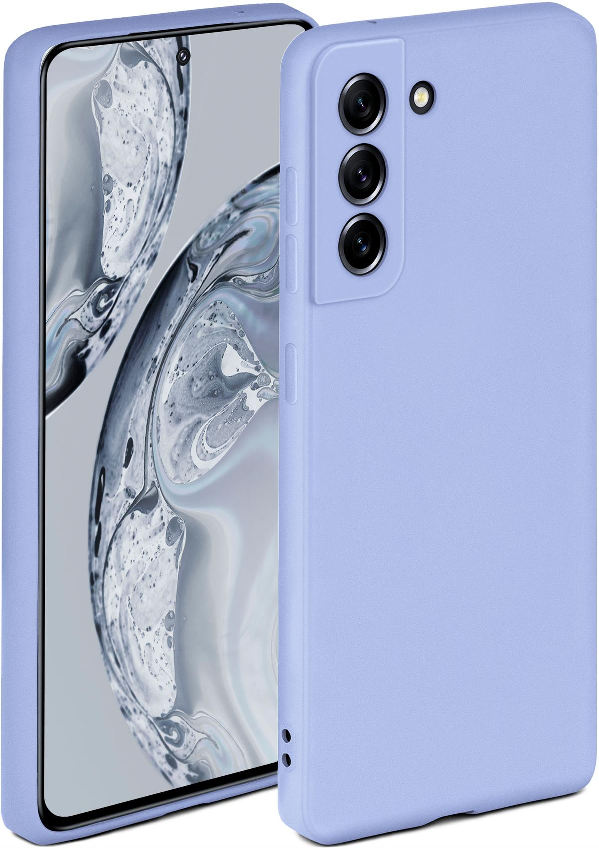 Blaue Handyhülle mit Telefon, Kamera sichtbar.
