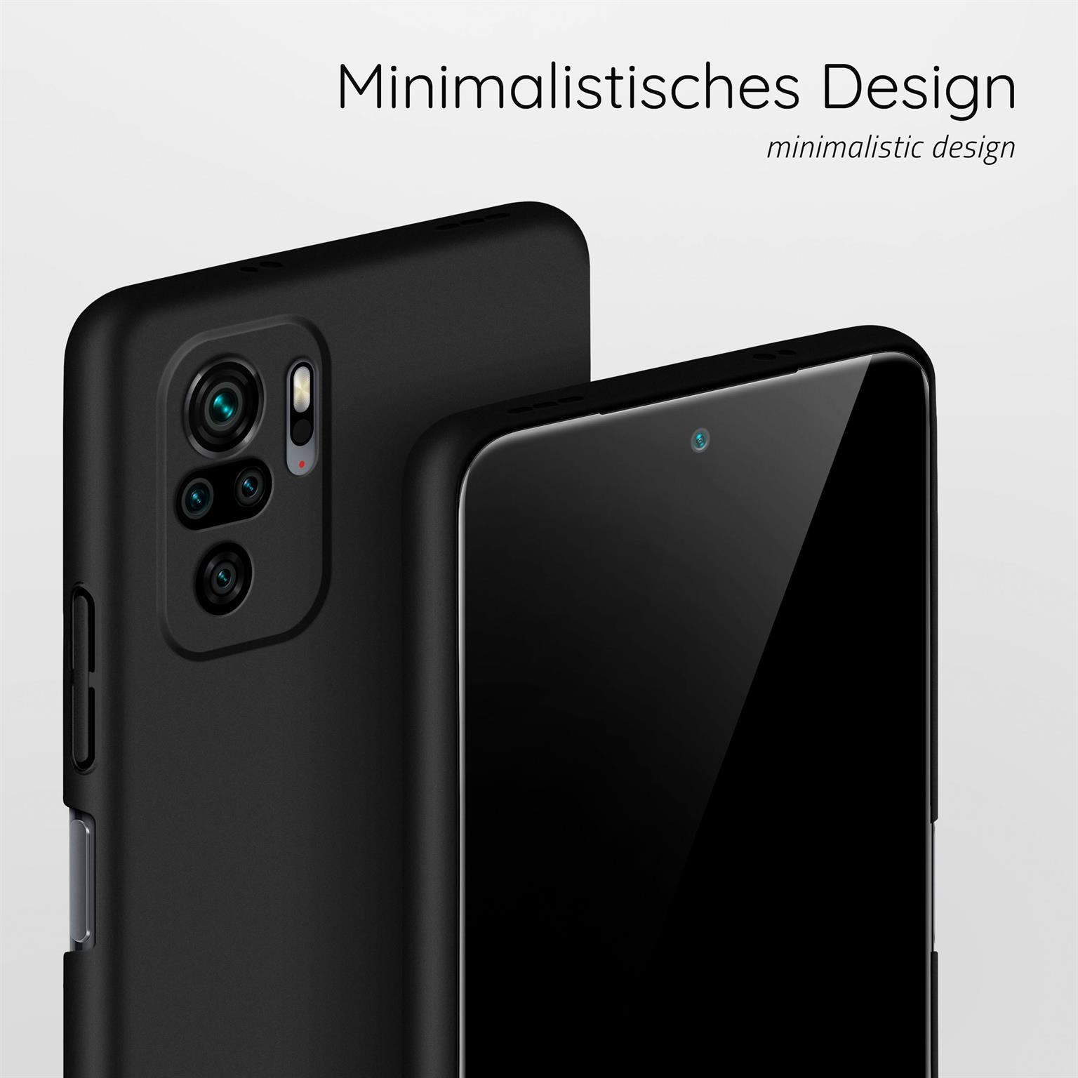 Zwei schwarze Handyhüllen, eine vorne und eine dahinter, in minimalistischem Design.