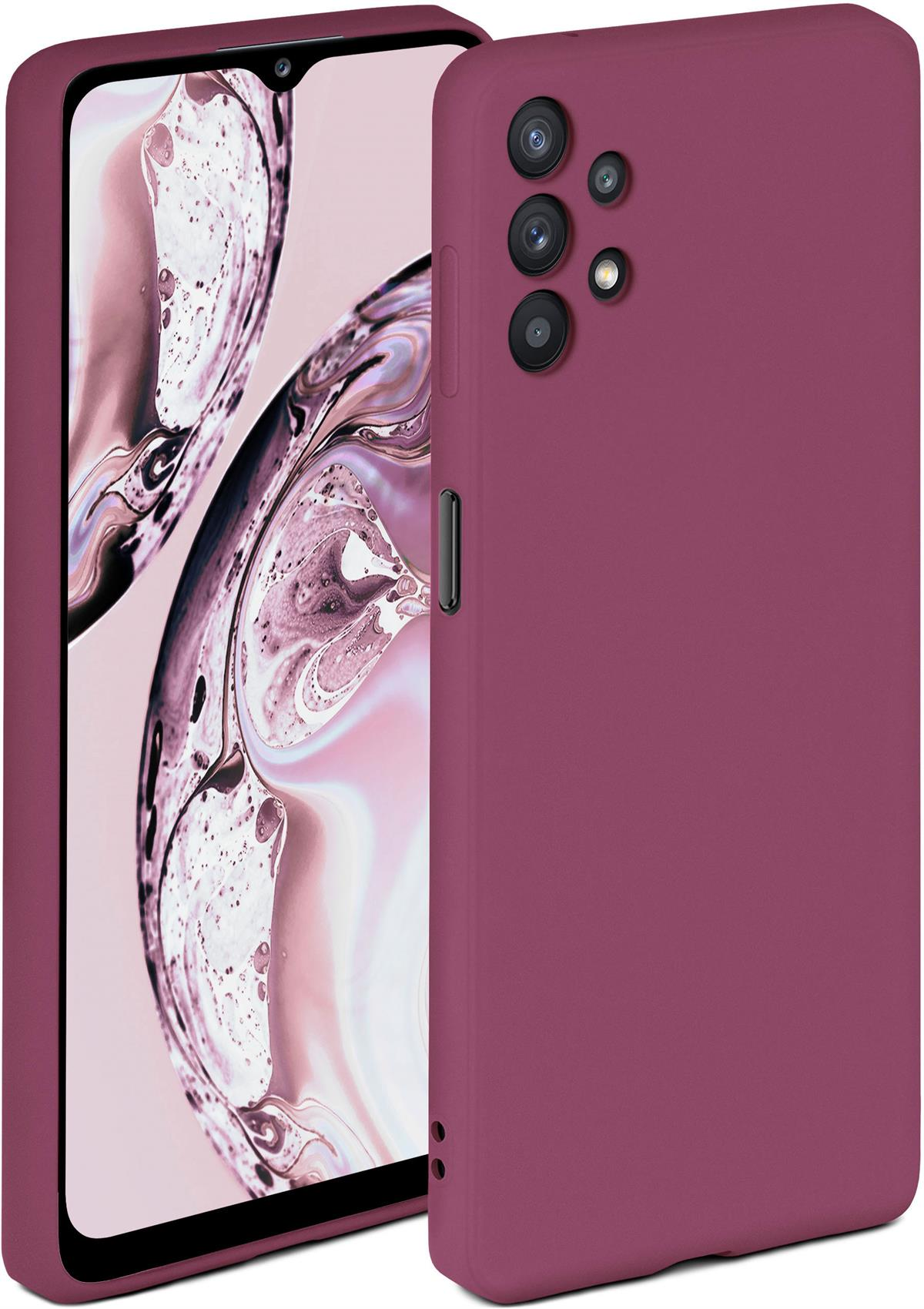 Zwei magentafarbene Handyhüllen, eine zeigt die Rückseite des Telefons mit Kameras.