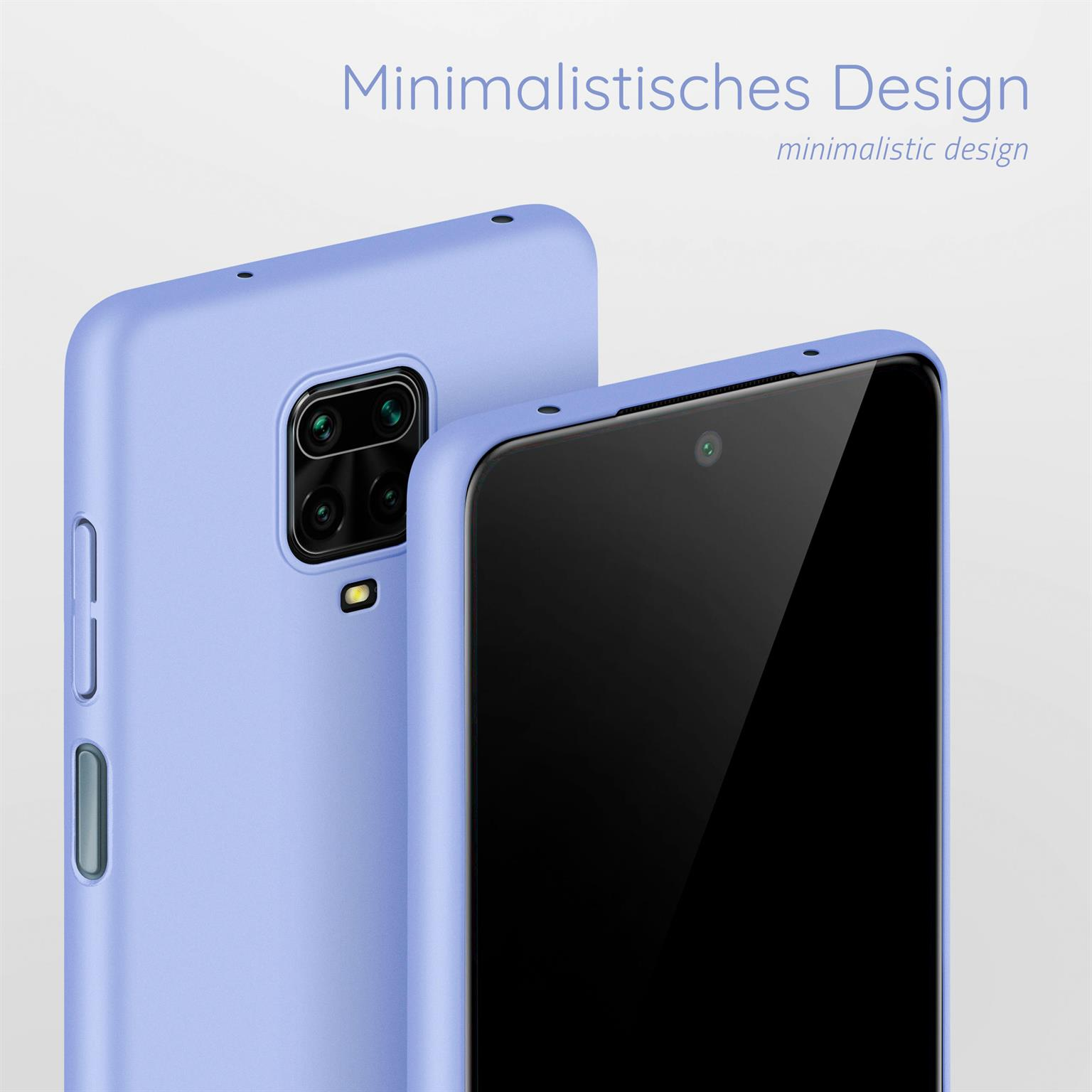 Zwei Handyhüllen, hellviolett. Eine ist auf einem Telefon, die andere dahinter. Weißer Hintergrund.