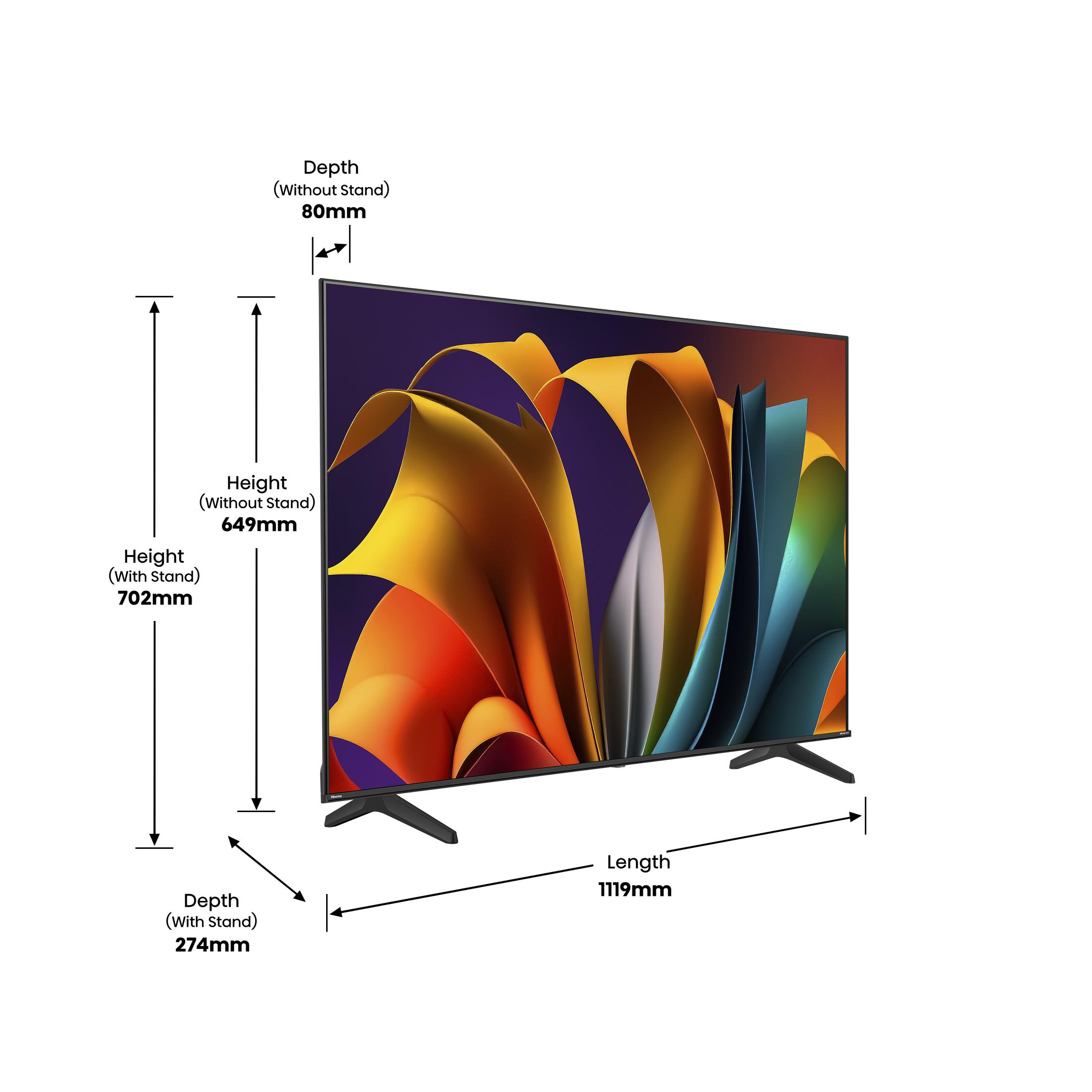 HISENSE 50A6N TV D-LED, SMART TV, 50 ", D-LED, UHD 4K, Processore Quad Core/MT9603, NERO, Classe E