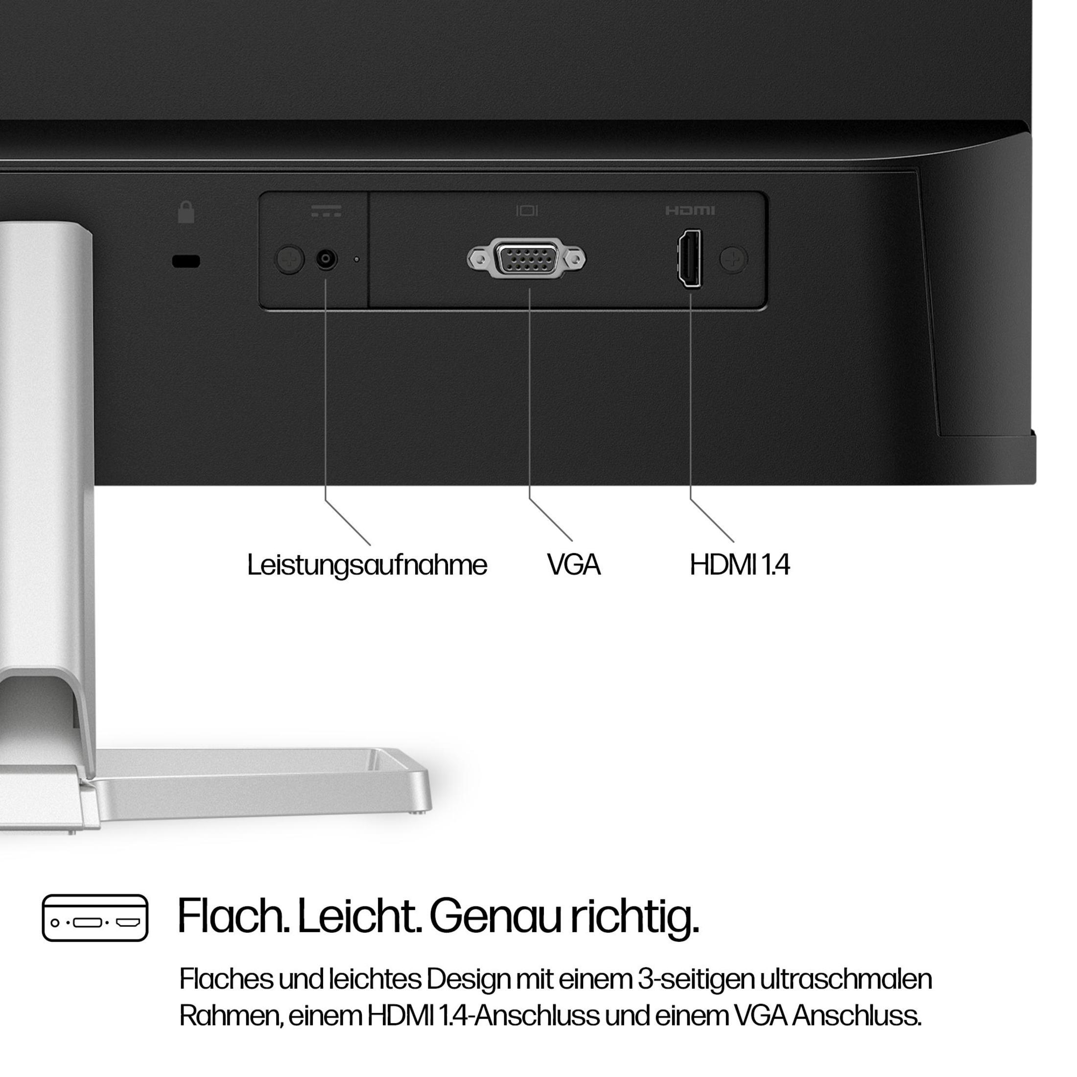 Tył monitora komputera z różnymi portami, oznaczonymi 'VGA', 'HDMI 1.4'.
