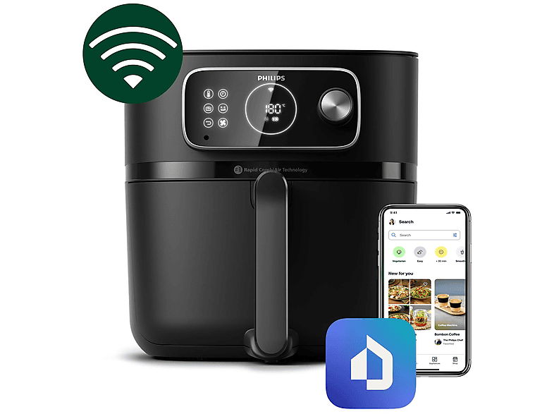 PHILIPS HD 9875/90 AIRFRYER VENUS Heißluftfritteuse 2200 Watt Schwarz