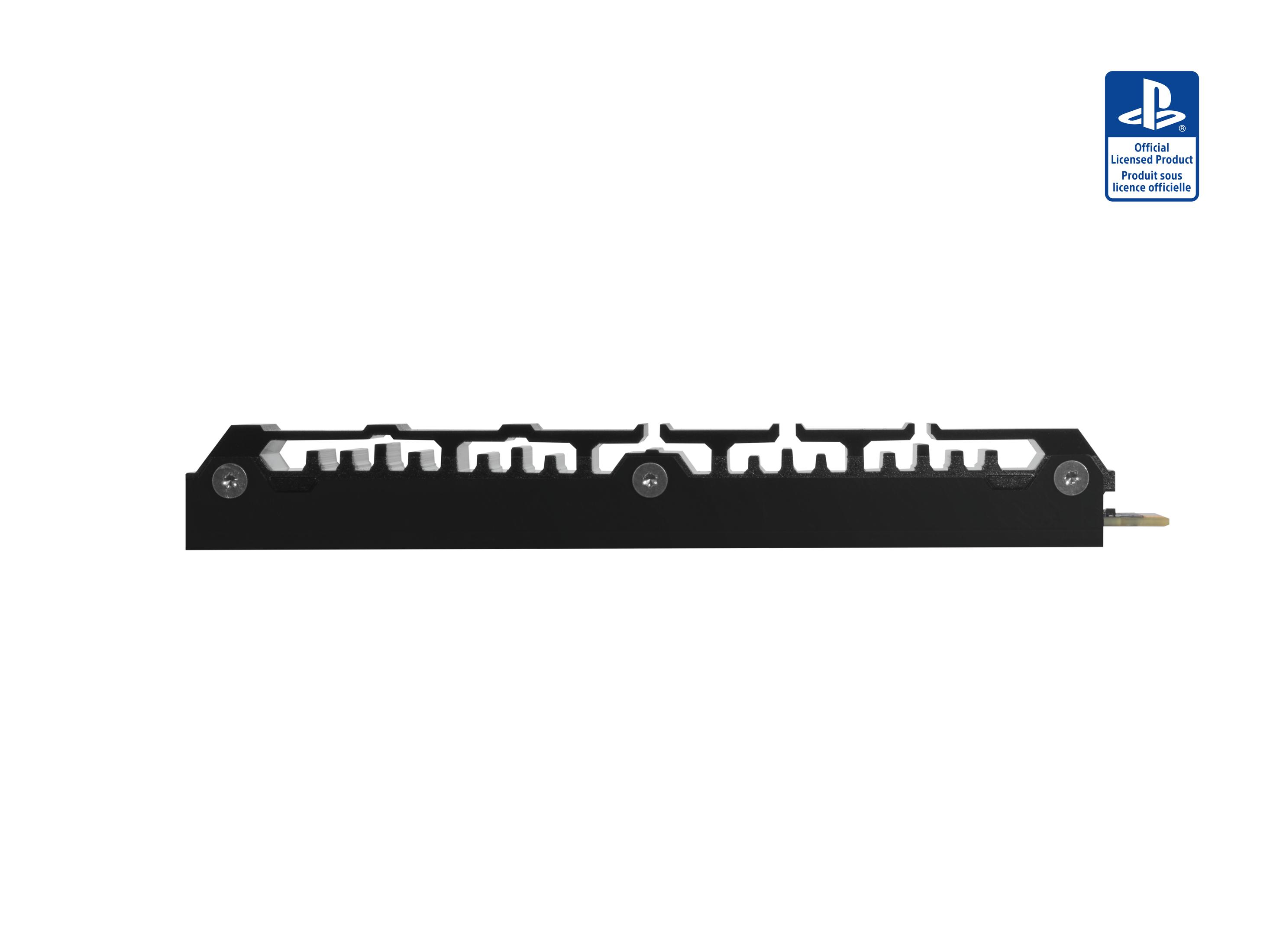 Czarny element metalowy. Logo Oficjalny Produkt Licencjonowany. Widok z boku.