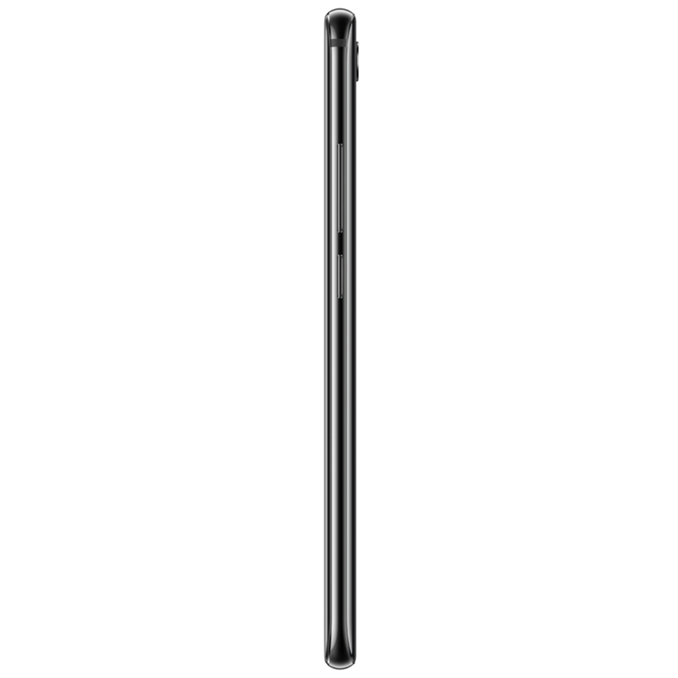 Schwarzes Smartphone Seitenansicht, schlankes Design. Knöpfe sind sichtbar.