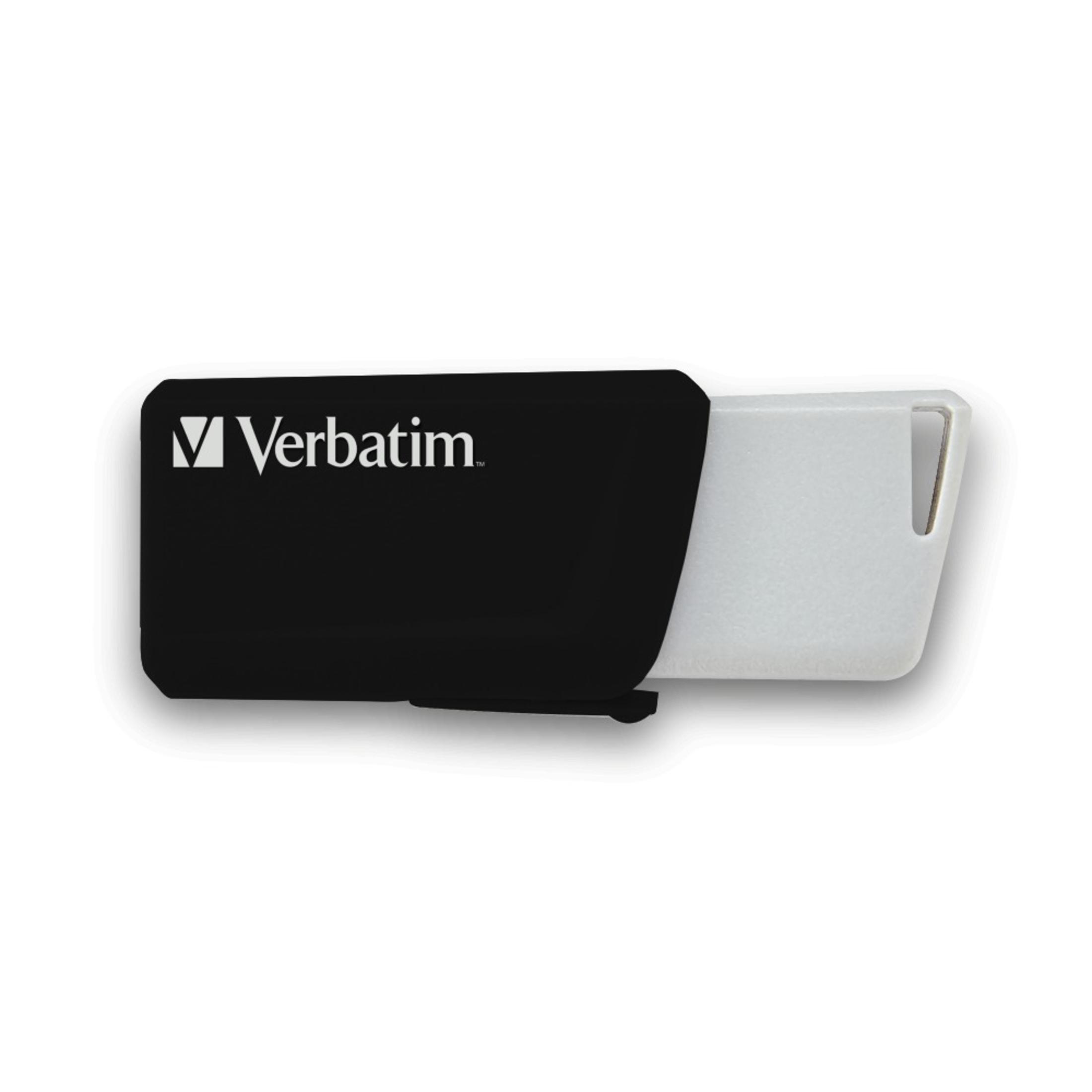 Czarno-biały pendrive USB z logo Verbatim.