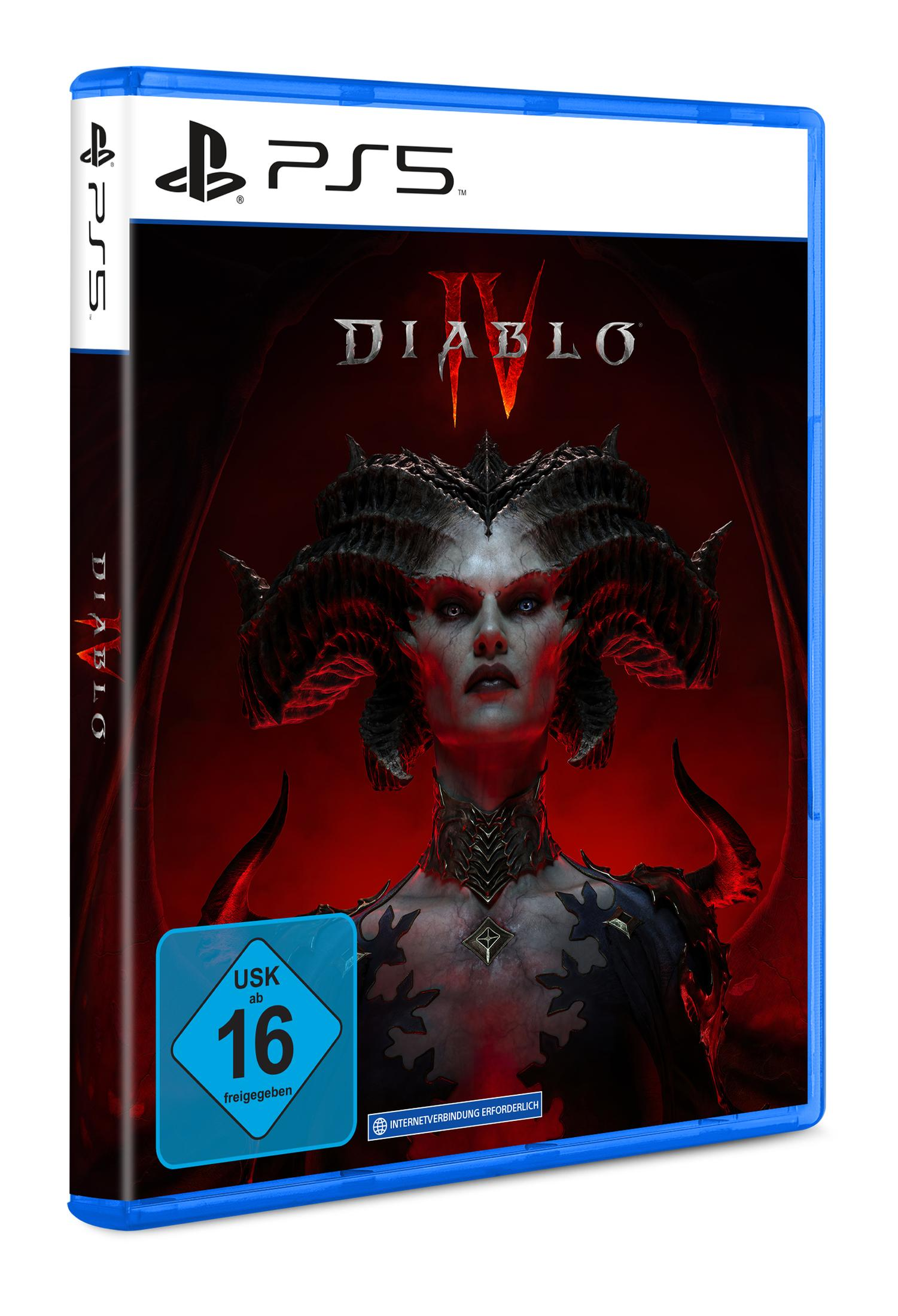 Spielhülle für Diablo IV auf PS5. Hülle ist blau mit dunklem Fantasy-Bild.