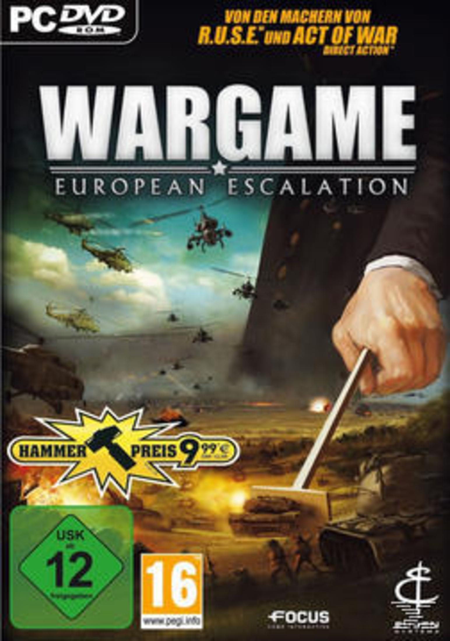 Wargame: European Escalation PC-Spielcover mit Mann im Anzug.