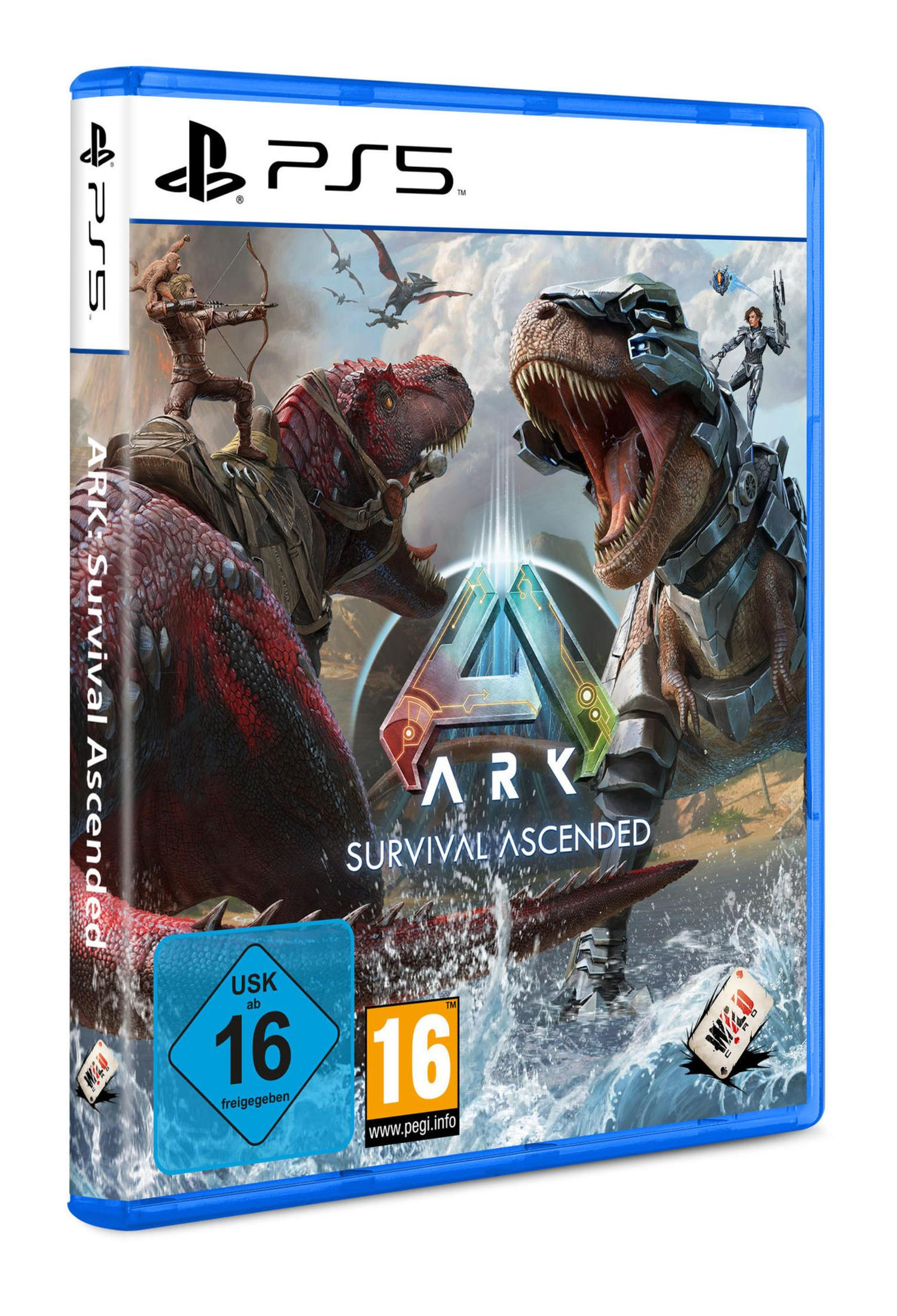 PS5-Spielbox-Art mit Dinosauriern und Charakteren.