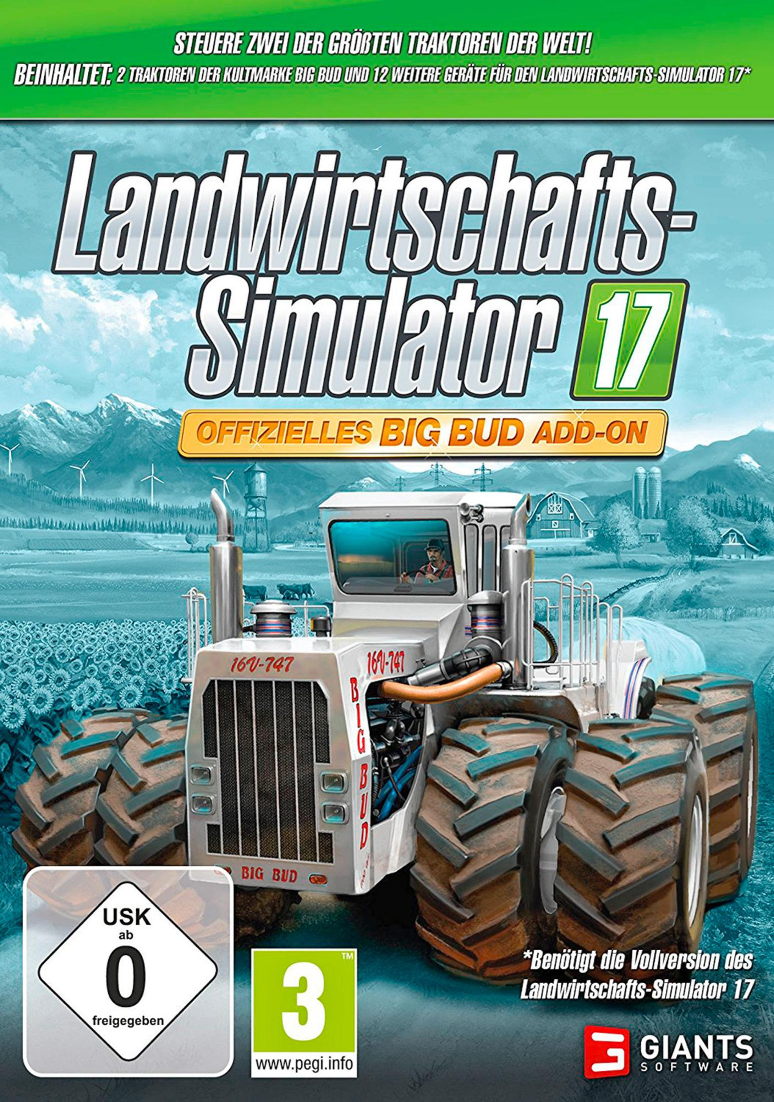 Spielbox-Art für Landwirtschafts-Simulator 17. Zeigt einen Traktor und den Spieletitel.