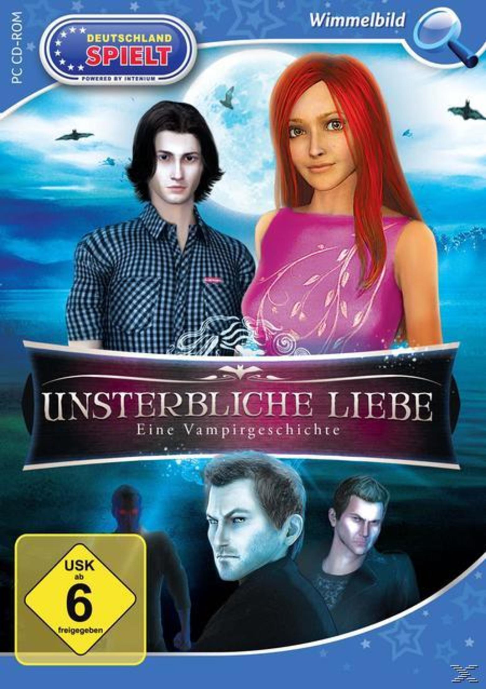 Spielcover: Unsterbliche Liebe, Vampirgeschichte, mit zwei Personen im Vordergrund.