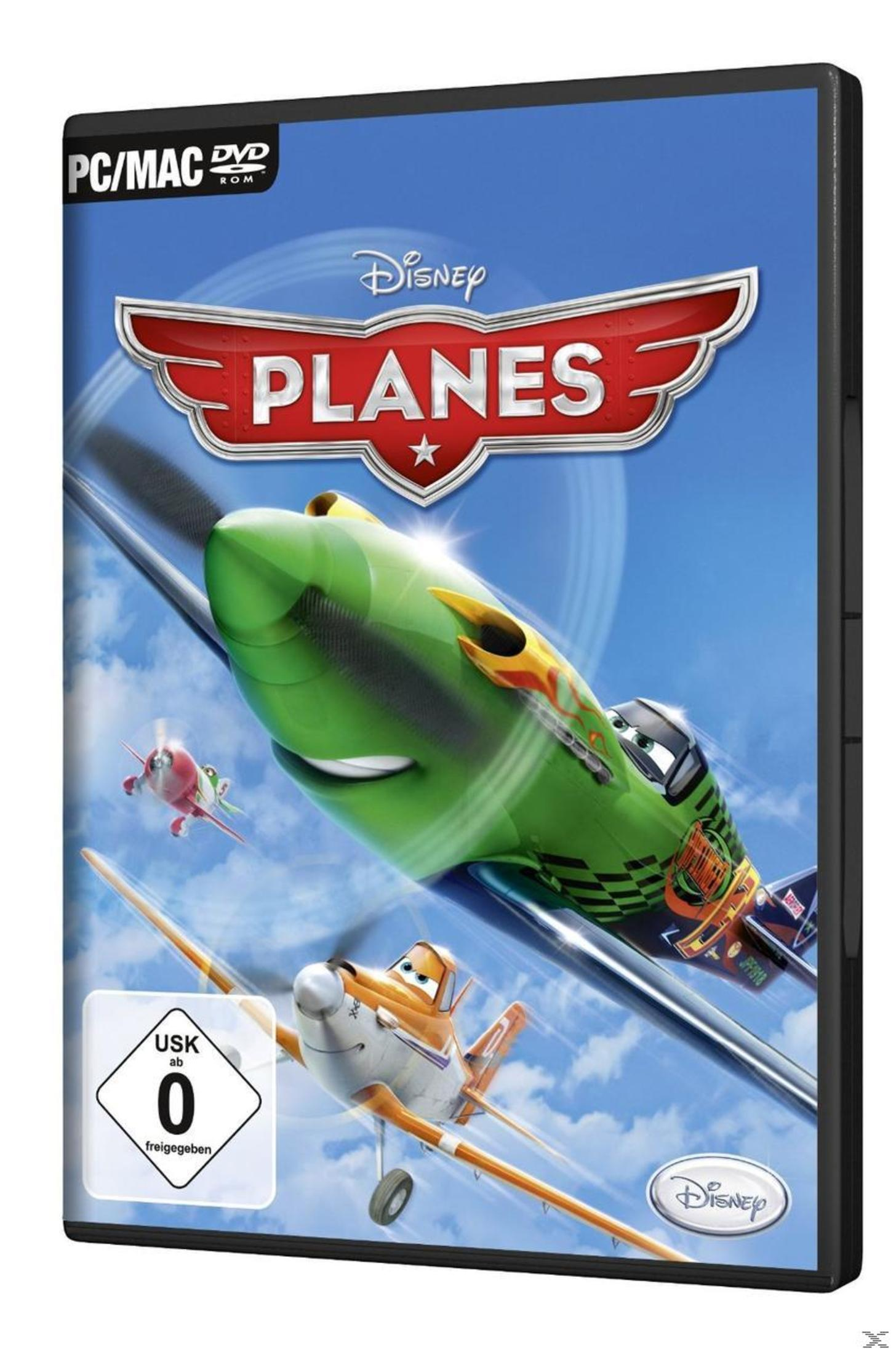 Spiel-Cover von Disney Planes, zeigt ein grünes Flugzeug und andere Flugzeuge.