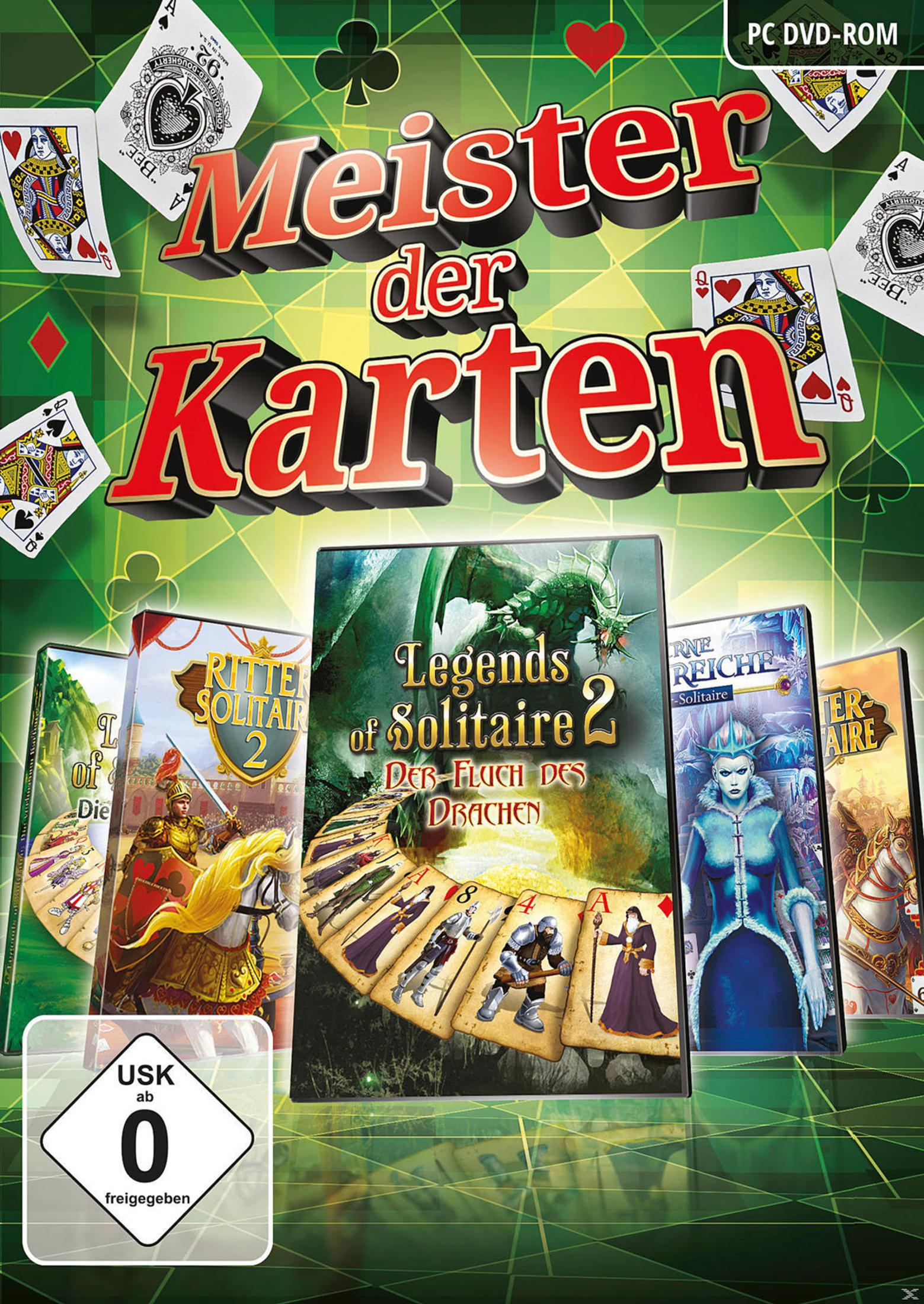 Das Cover eines Spiel-Disc-Sets mit dem Titel 'Meister der Karten' mit Karten.
