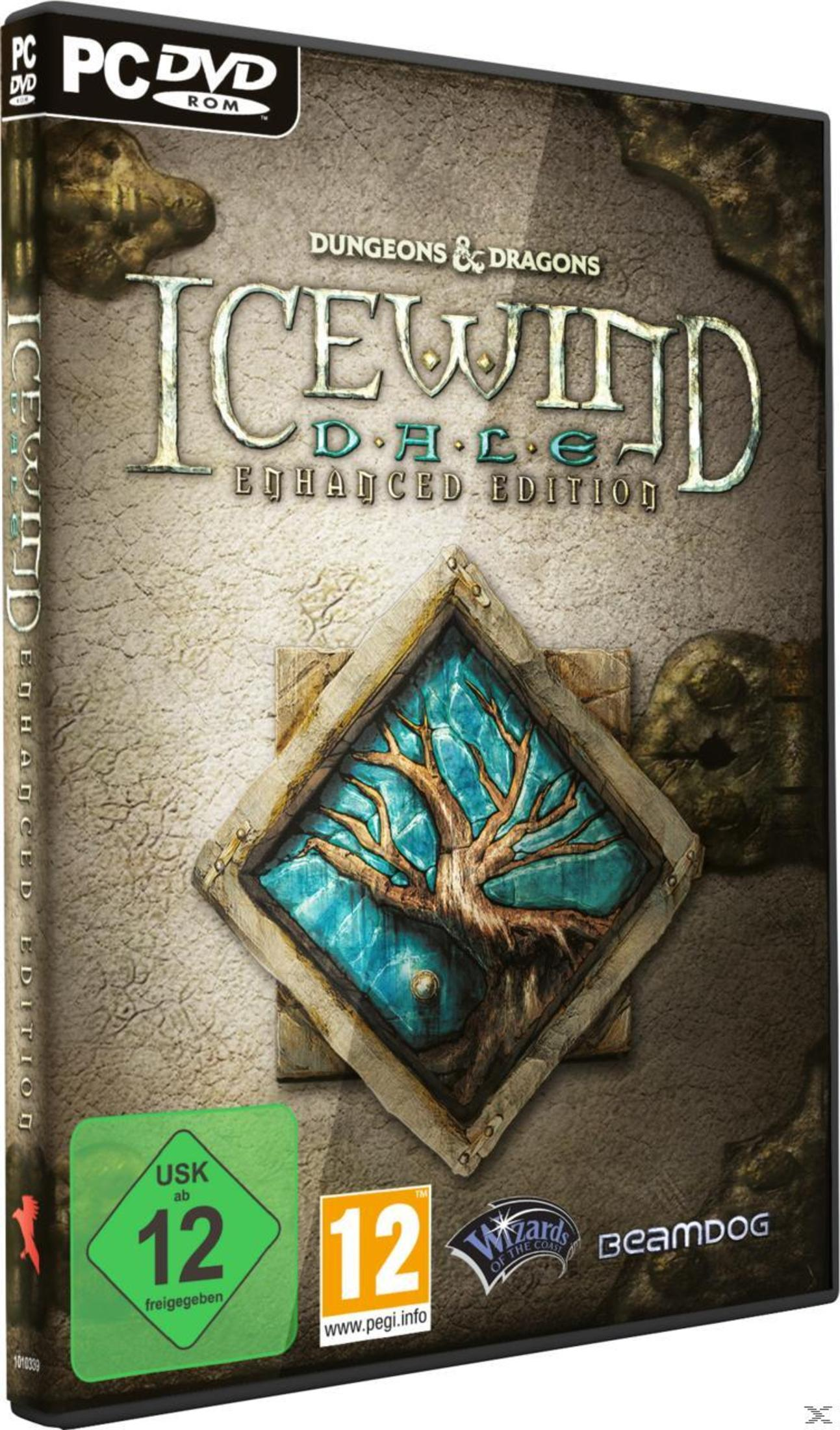 PC-Spiel-Box-Art. Das Cover zeigt eine Fantasy-Szene und den Titel 'Icewind Dale: Enhanced Edition'.