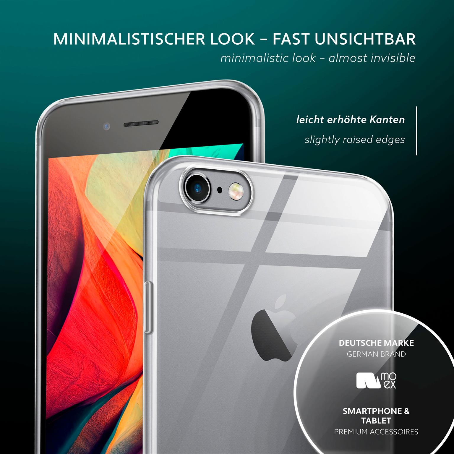 Zwei Telefone mit transparenten Hüllen. Die Hüllen haben leicht erhöhte Kanten und ein minimalistisches Design.