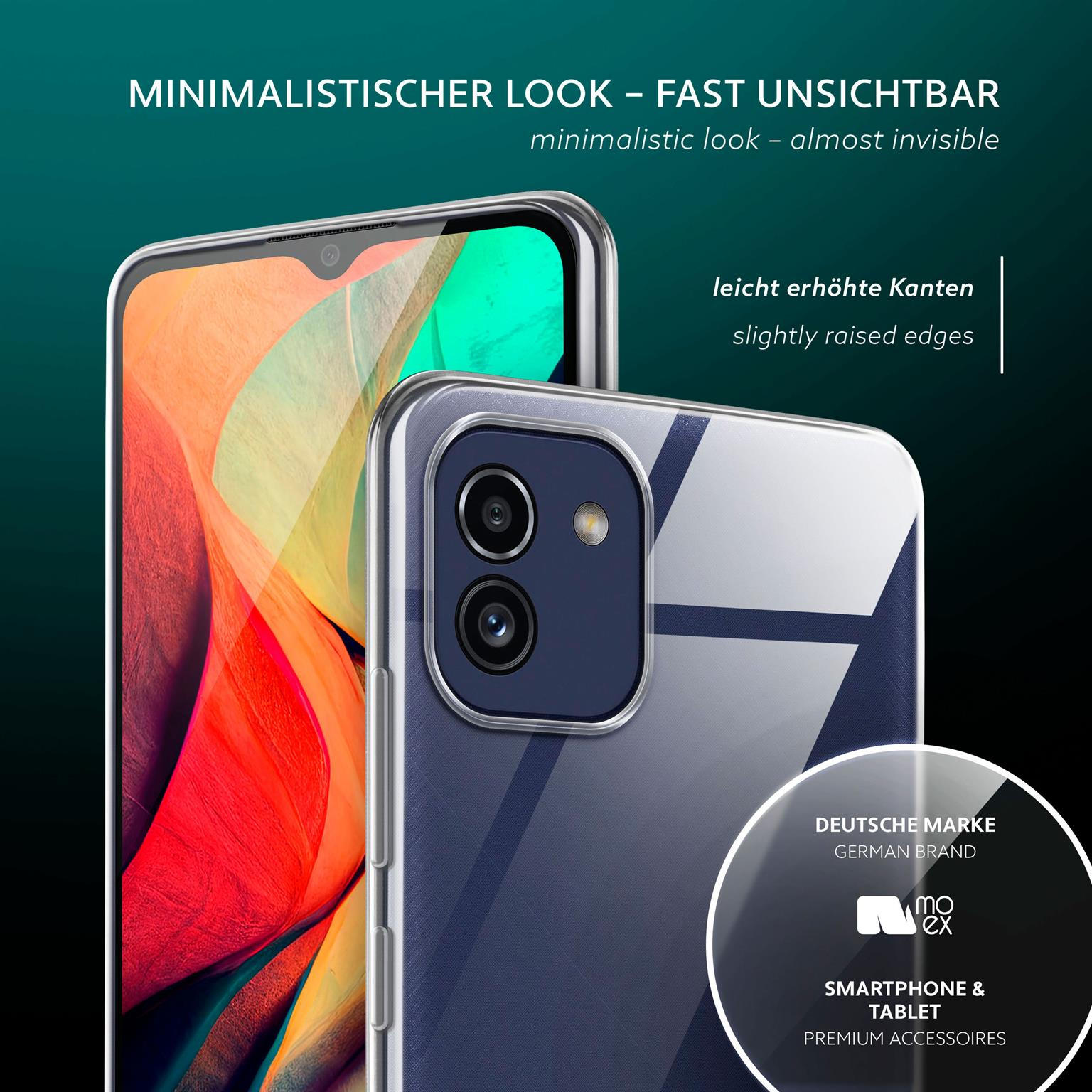 Telefon im Gehäuse, Nahaufnahme. Das Telefon hat eine Kamera.