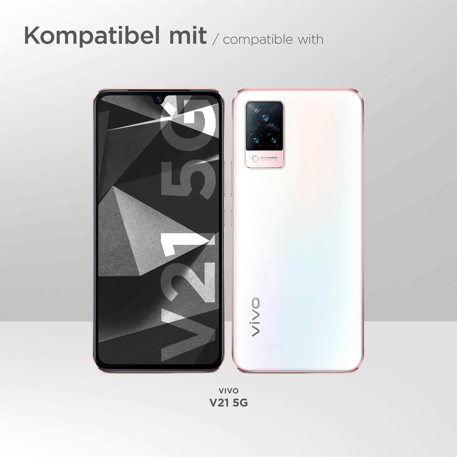 Zwei Telefone nebeneinander. Eines hat einen dunklen Bildschirm. Das andere hat eine weiße Rückseite.