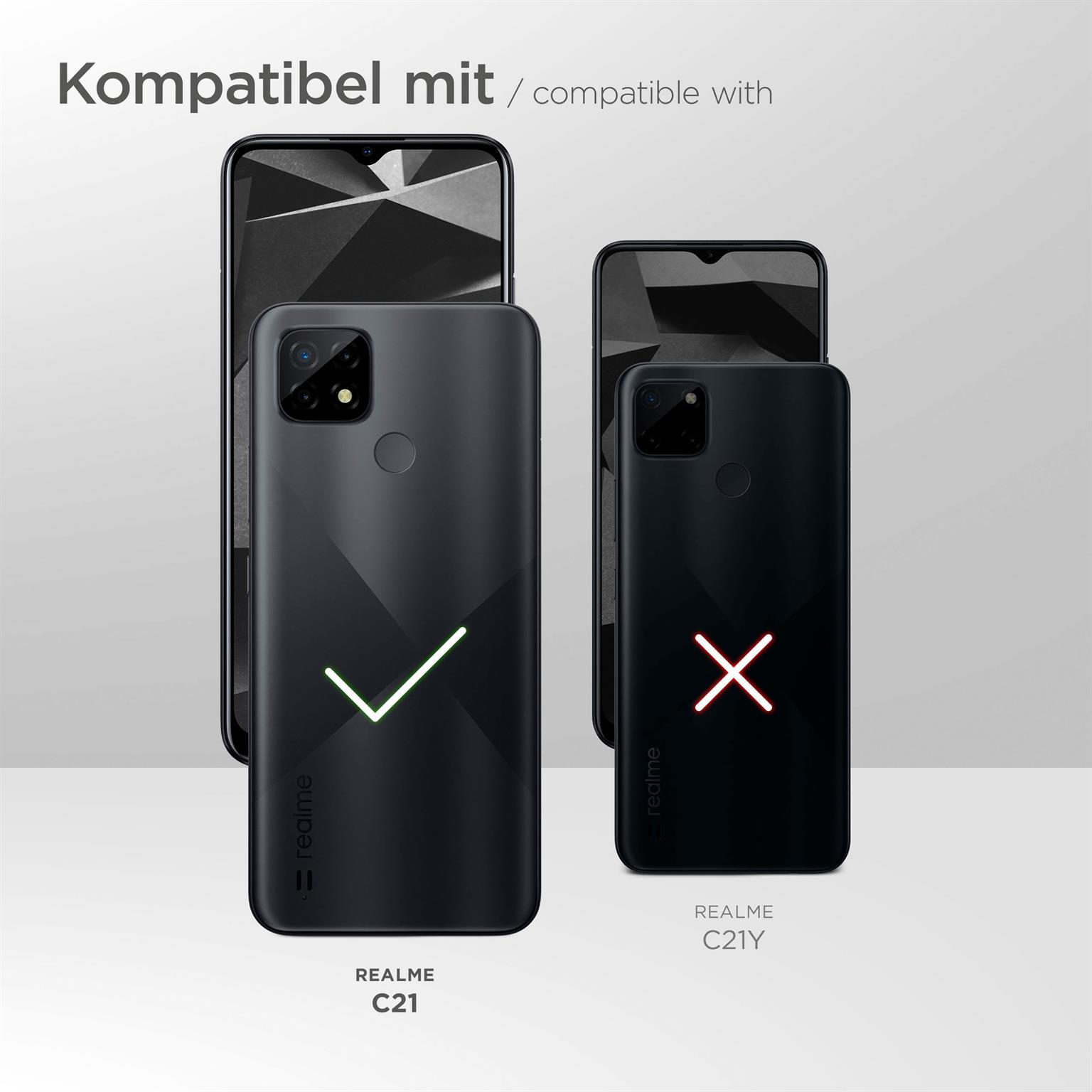 Realme C21- und C21Y-Telefone, kompatible Hülle. Haken auf dem C21.