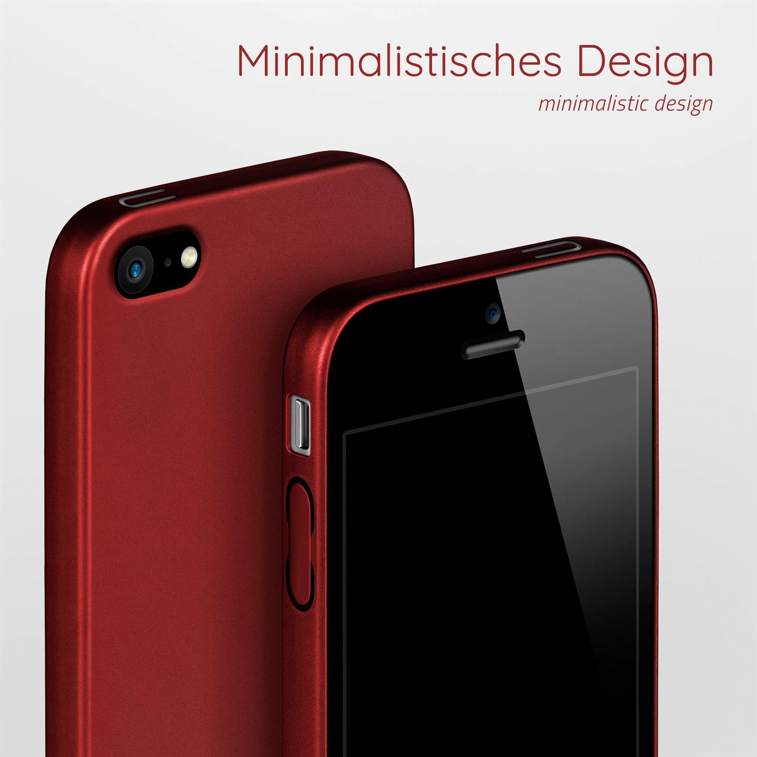 Zwei rote Telefone. Eines fokussiert, das andere unscharf, beide auf weißem Hintergrund, minimalistisches Design.