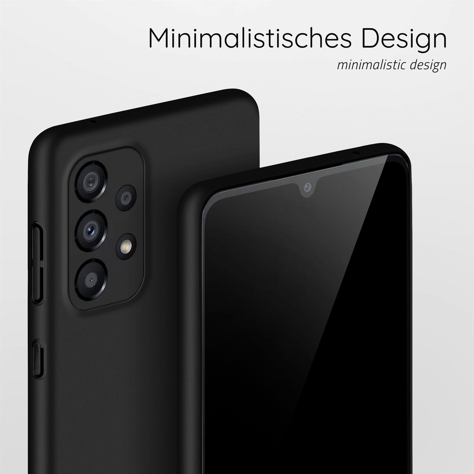 Zwei Telefone, eines in einer Hülle. Minimalistisches Design. Der Hintergrund ist weiß.