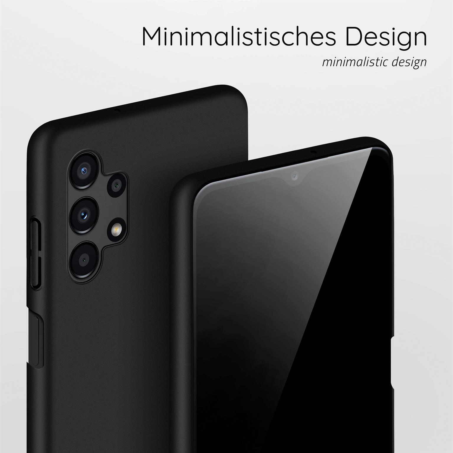 Schwarze Handyhülle auf weißem Hintergrund. Das Telefon hat eine Kamera und einen Bildschirm.