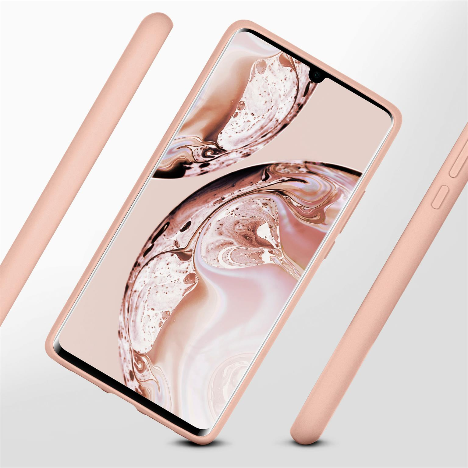 Rosa Handyhülle mit Telefon, zwei weitere Teile der Hülle sind auch zu sehen.
