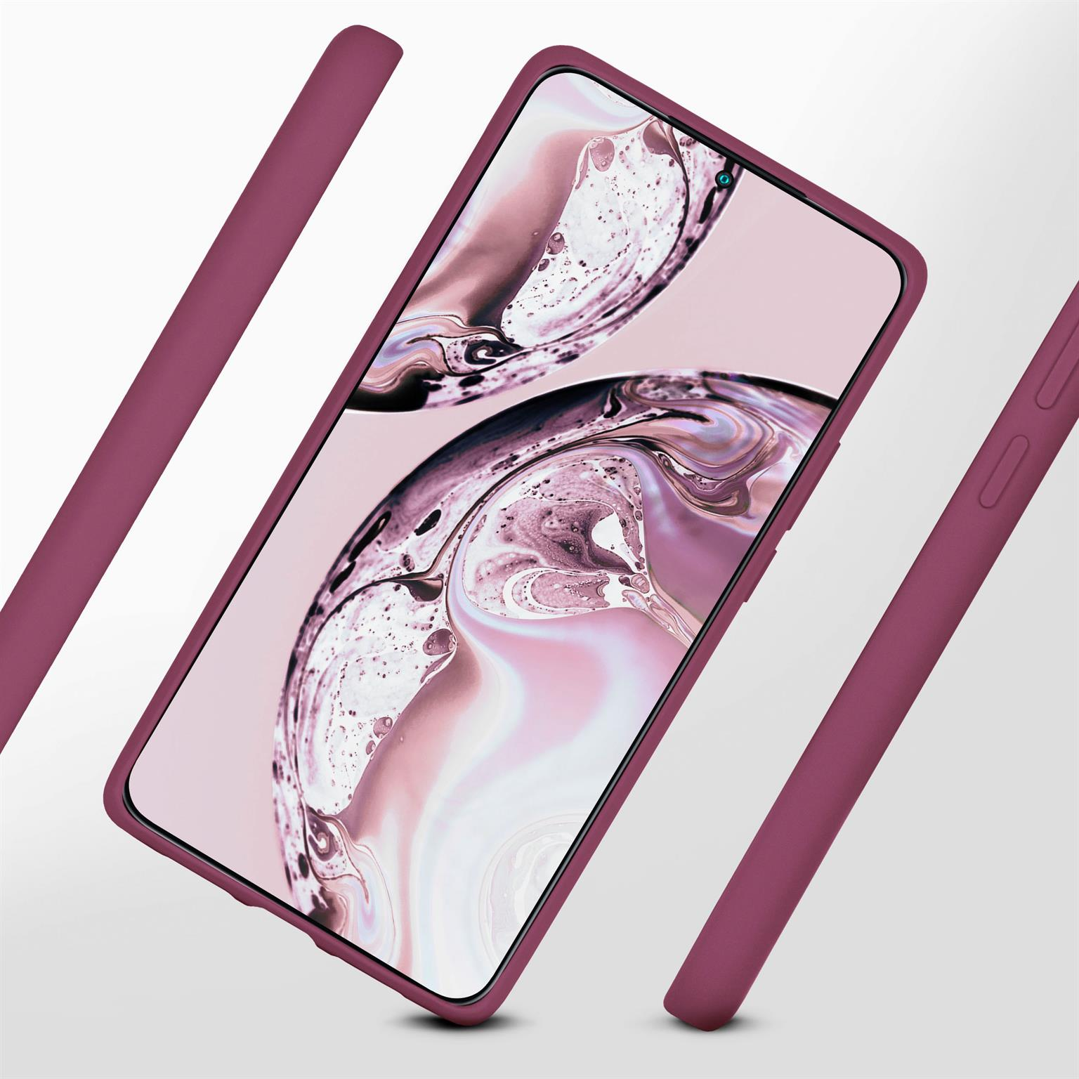 Ein Telefon, das drahtlos geladen wird. Das Telefon liegt auf einem Ladepad. Der Bildschirm zeigt 42% Ladung an.