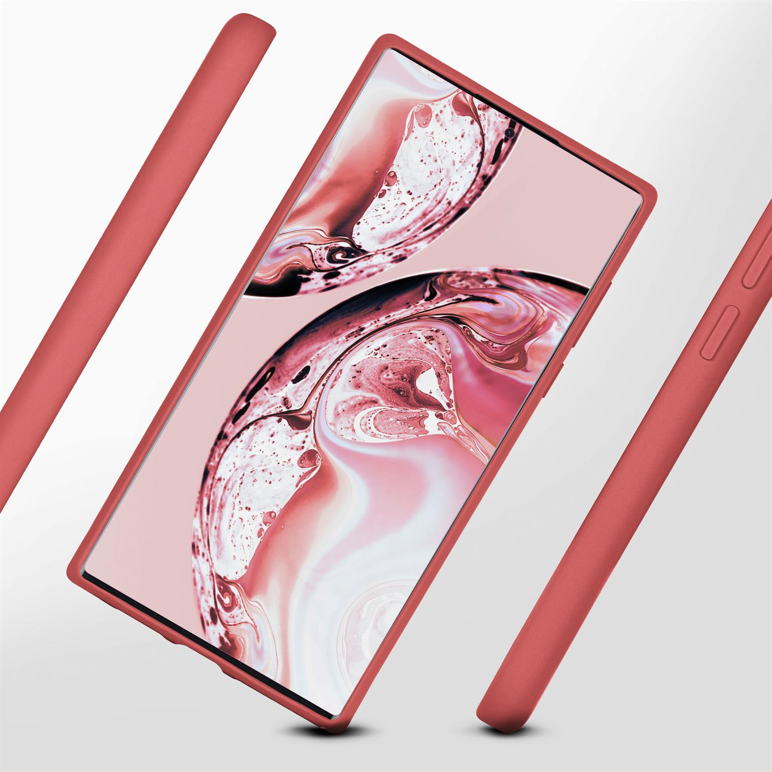 Handyhülle und drei Linien, alle rot. Der Telefonbildschirm ist sichtbar.