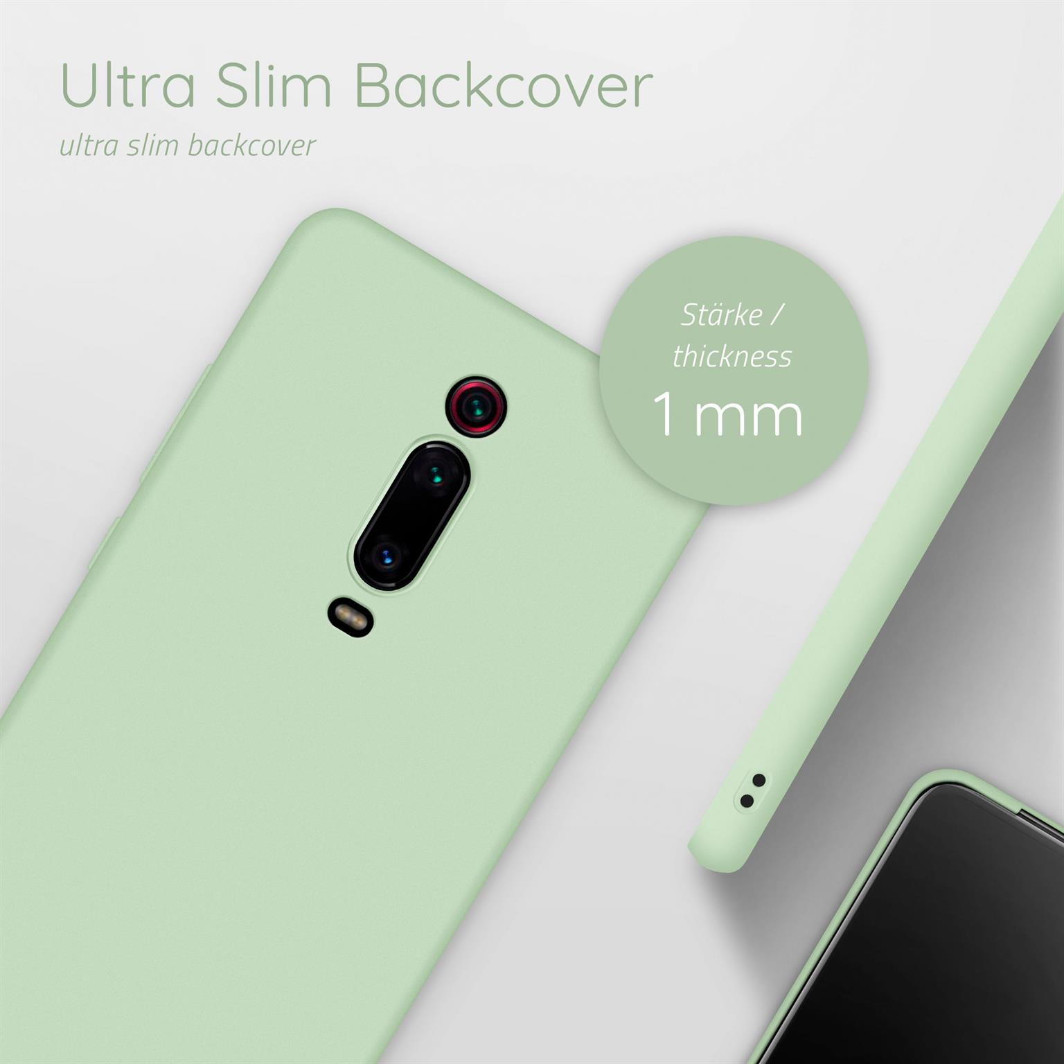 Eine grüne Handyhülle mit einer 1 mm dicken Anzeige und einem Telefon.