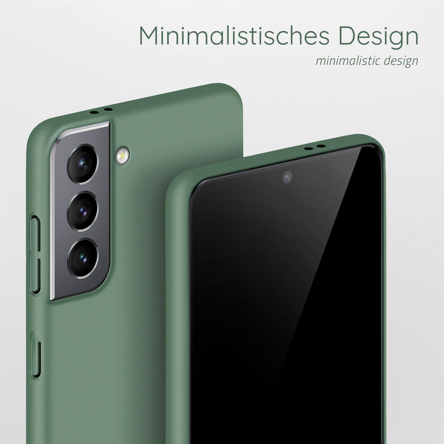 Zwei grüne Telefone, eines zeigt den Bildschirm. Der Hintergrund ist weiß.