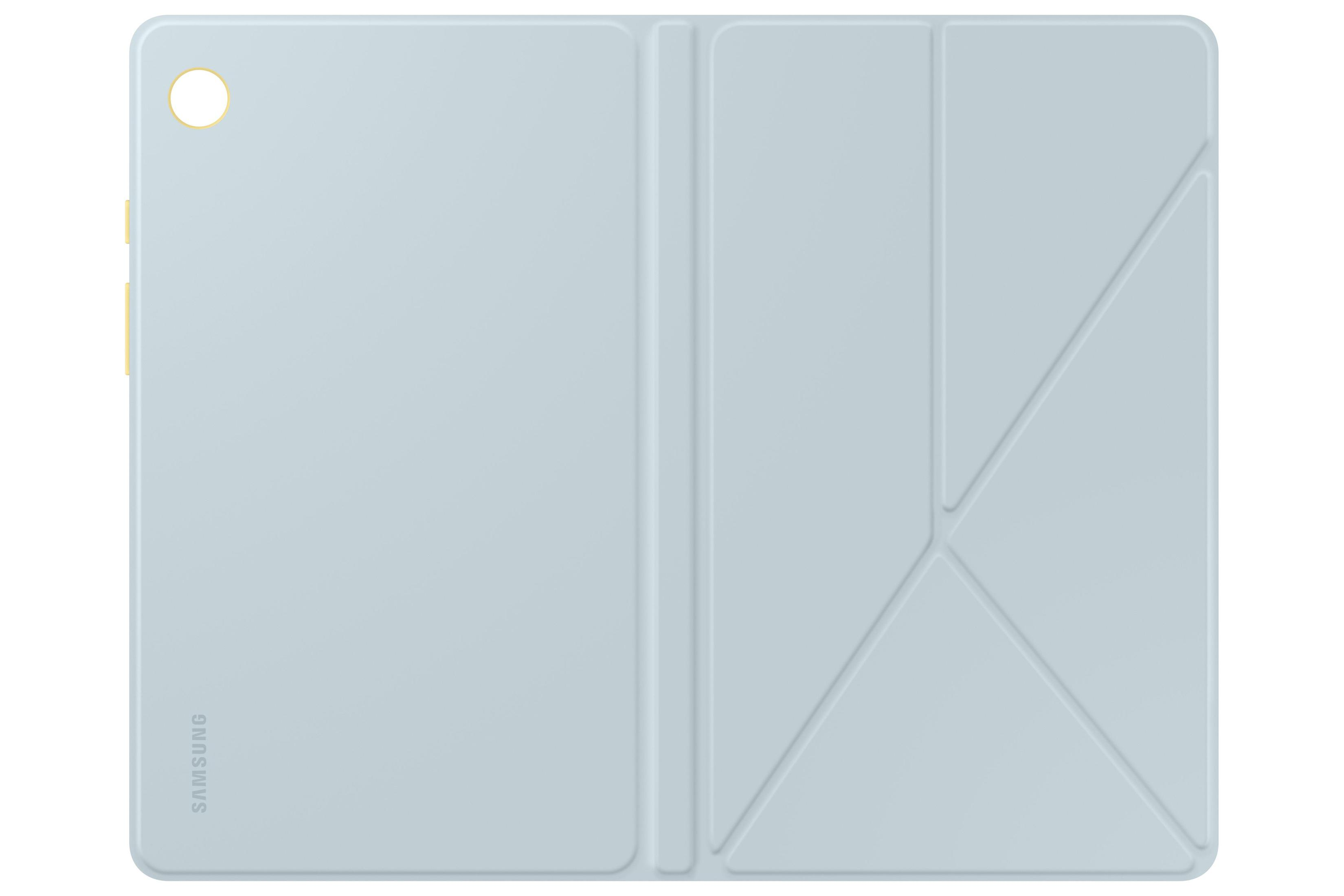 Housse de tablette bleu clair. Avec des lignes de pliage. Design plié.